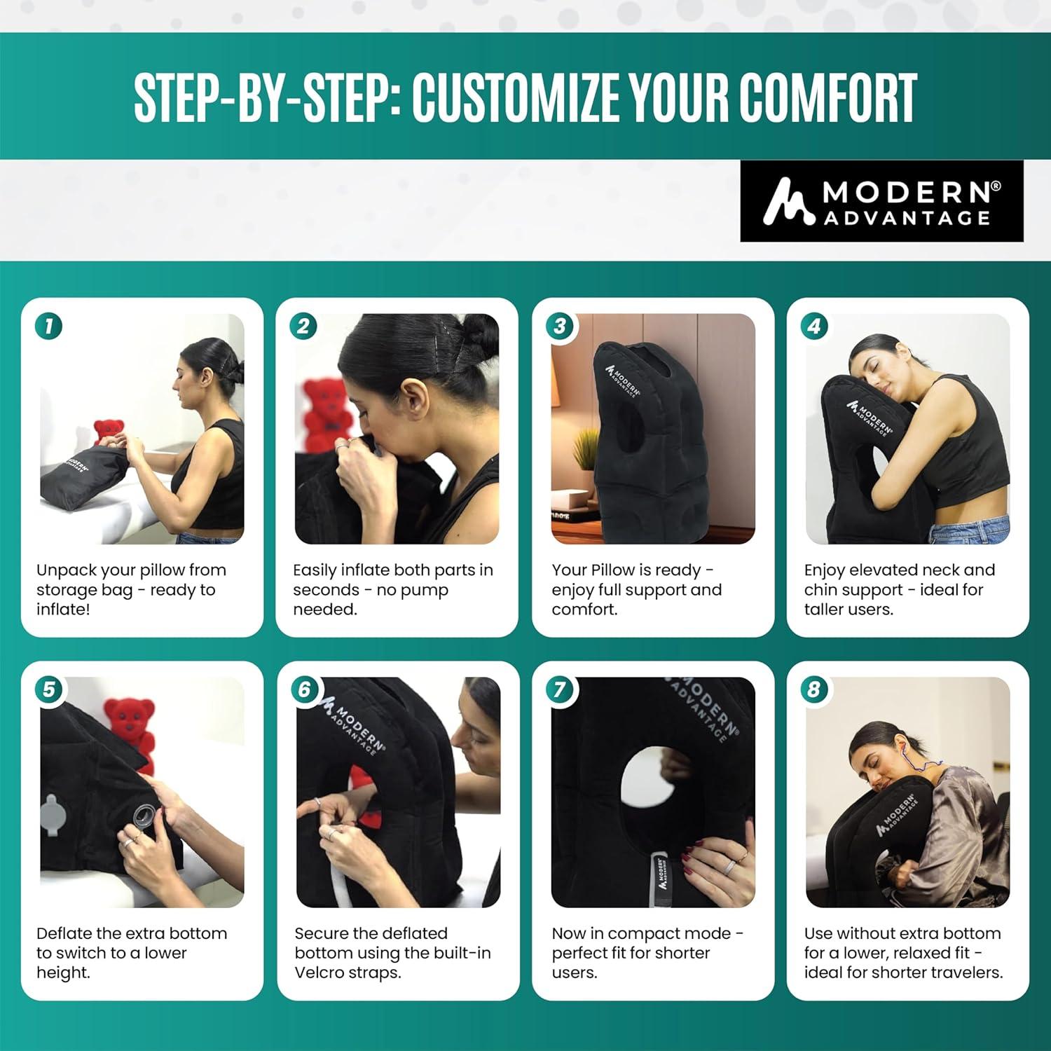 Almohada de Viaje Inflable Modern Advantage con Soporte Ajustable