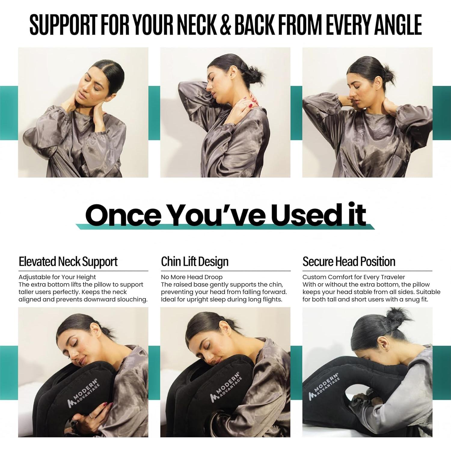 Almohada de Viaje Inflable Modern Advantage con Soporte Ajustable