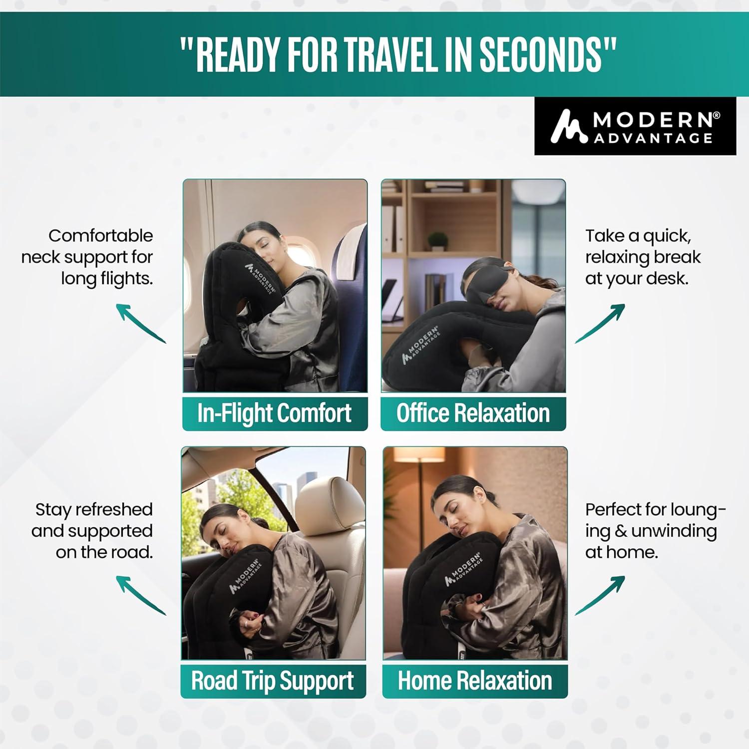 Almohada de Viaje Inflable Modern Advantage con Soporte Ajustable