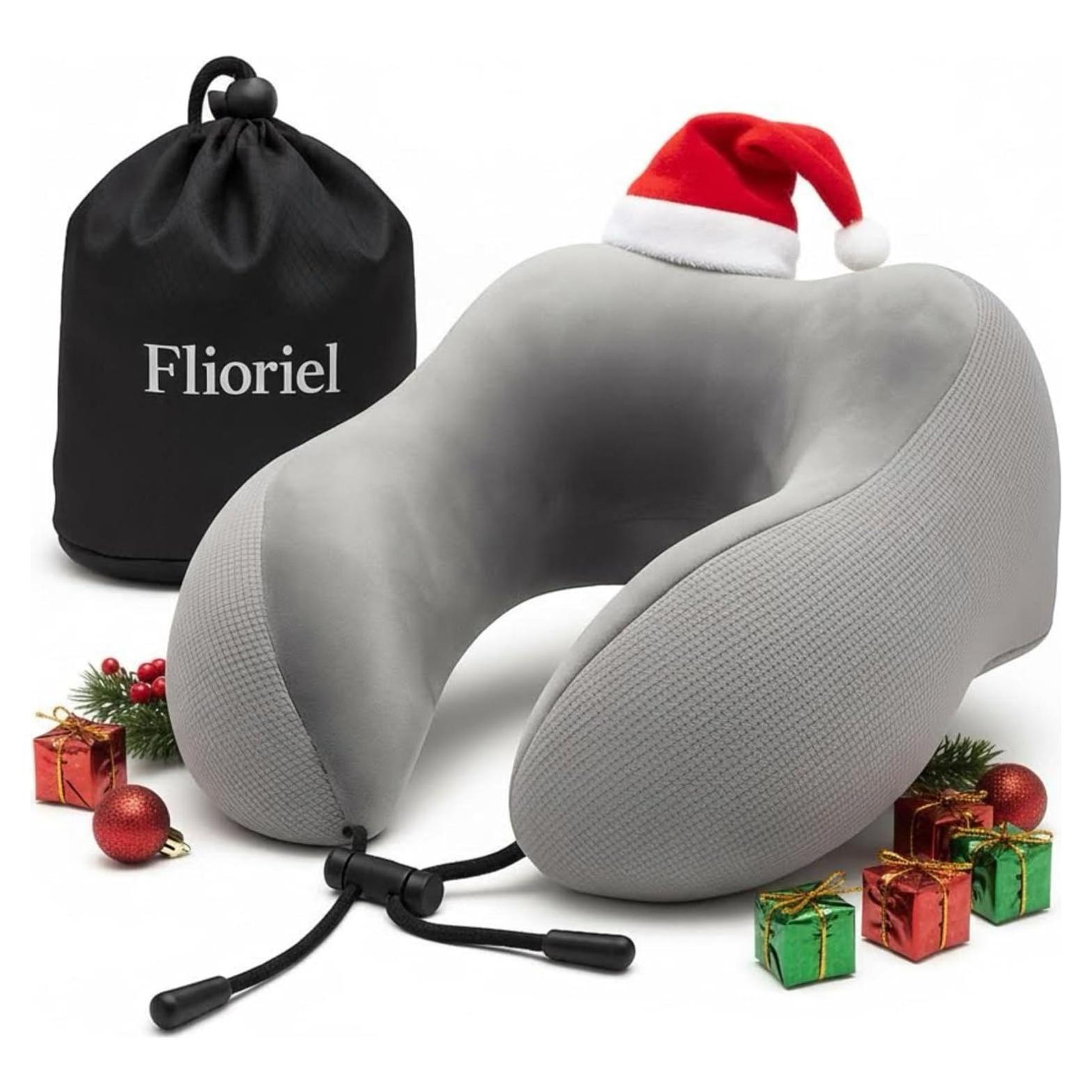 Almohada de Viaje Flioriel Espuma de Memoria Cuello U Gris Claro