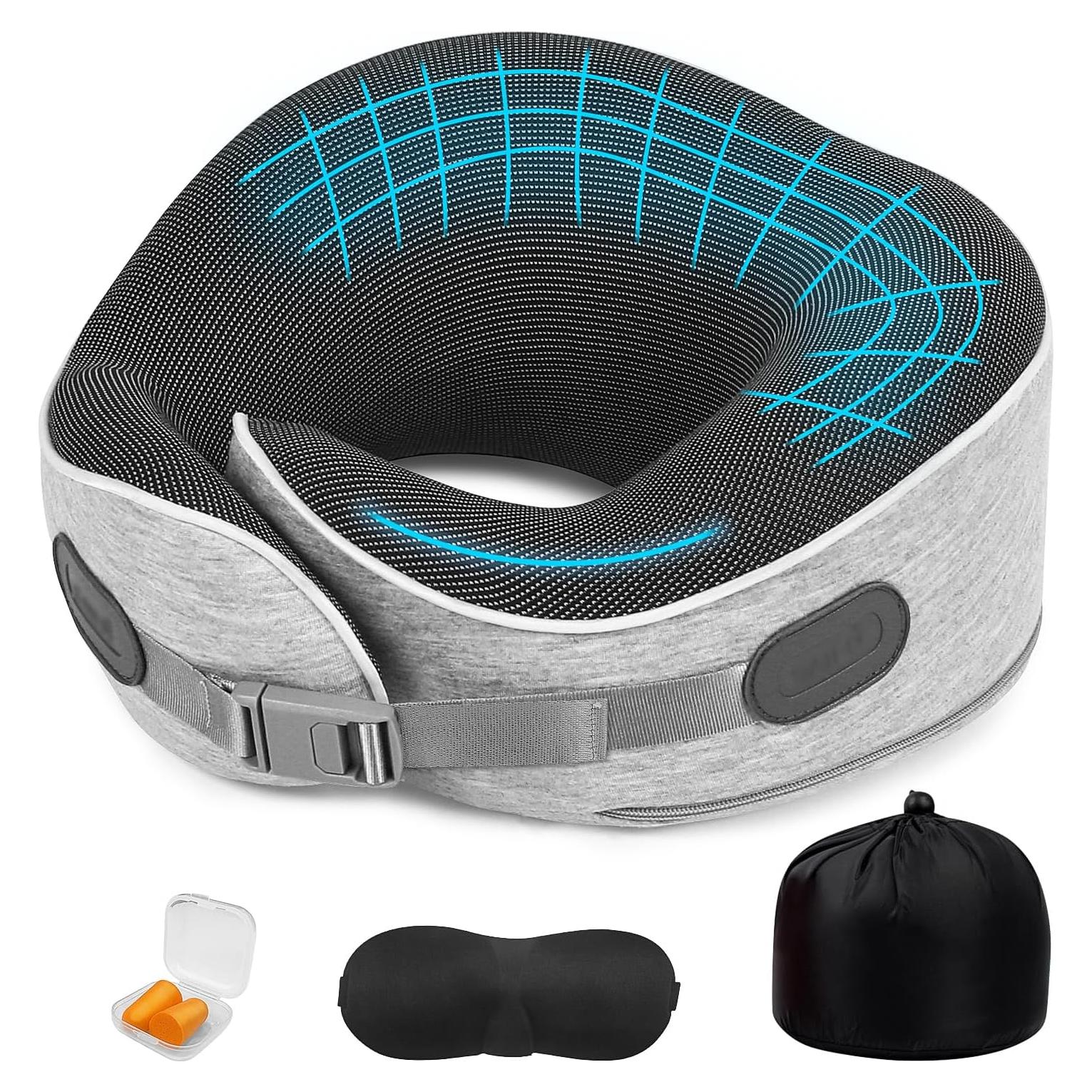 Almohada de Viaje Ergonómica Gikezed Gris-1 Espuma con Memoria