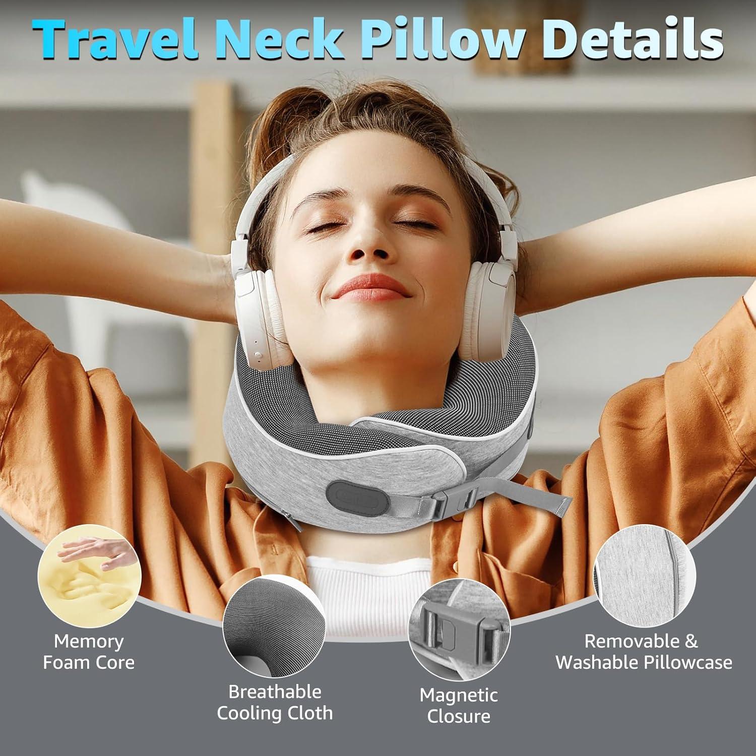 Almohada de Viaje Ergonómica Gikezed Gris-1 Espuma con Memoria