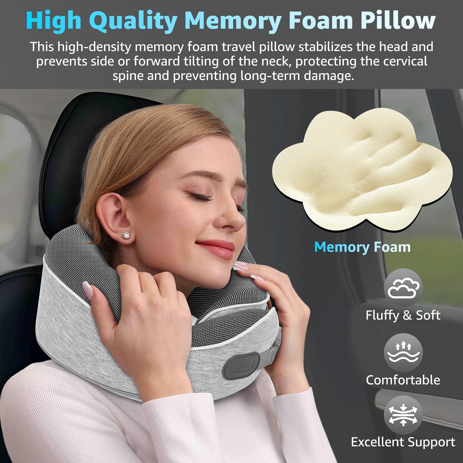 Almohada de Viaje Ergonómica Gikezed Gris-1 Espuma con Memoria