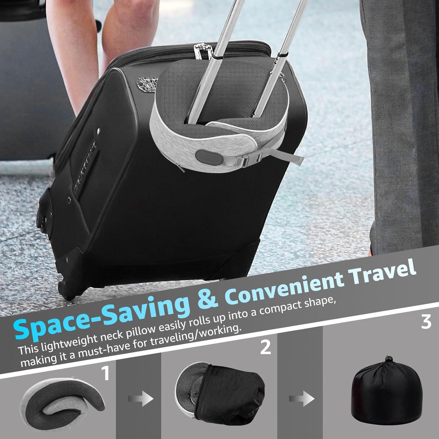 Almohada de Viaje Ergonómica Gikezed Gris-1 Espuma con Memoria