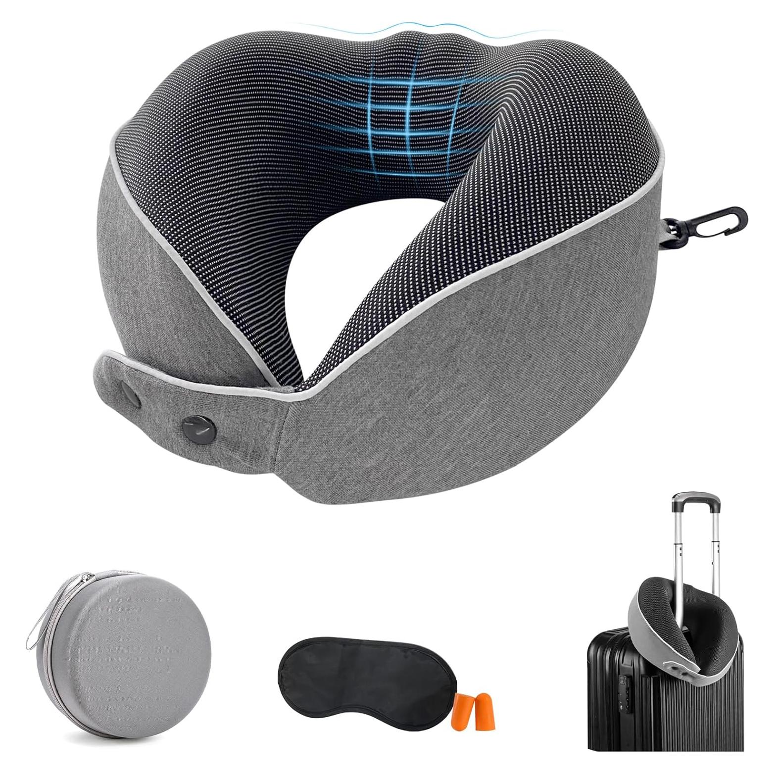 Almohada de Cuello de Viaje Dexmary Espuma Viscoelástica Gris