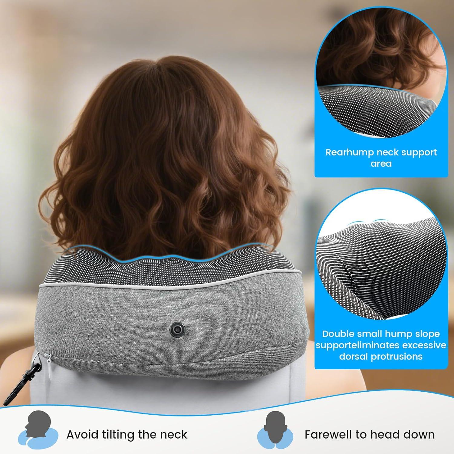 Almohada de Cuello de Viaje Dexmary Espuma Viscoelástica Gris