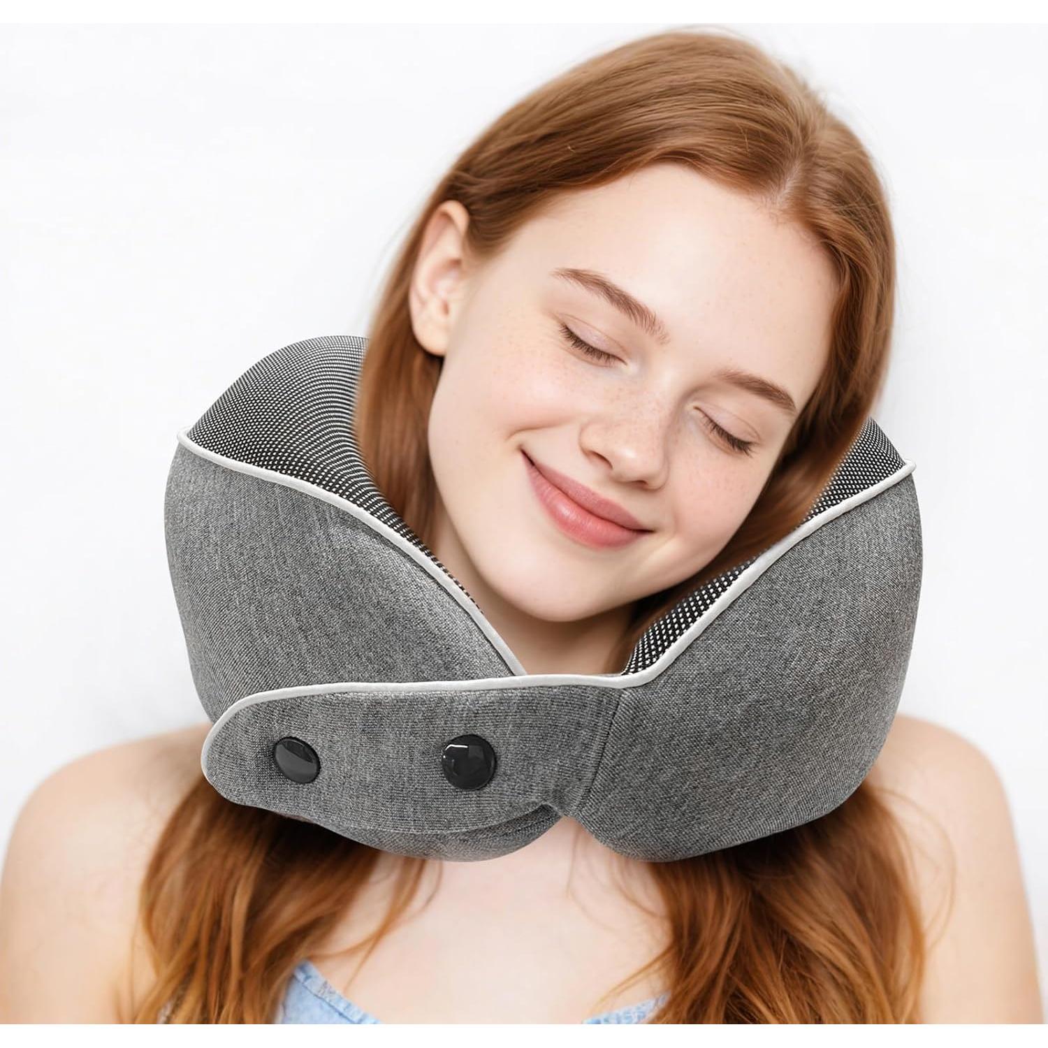 Almohada de Cuello de Viaje Dexmary Espuma Viscoelástica Gris