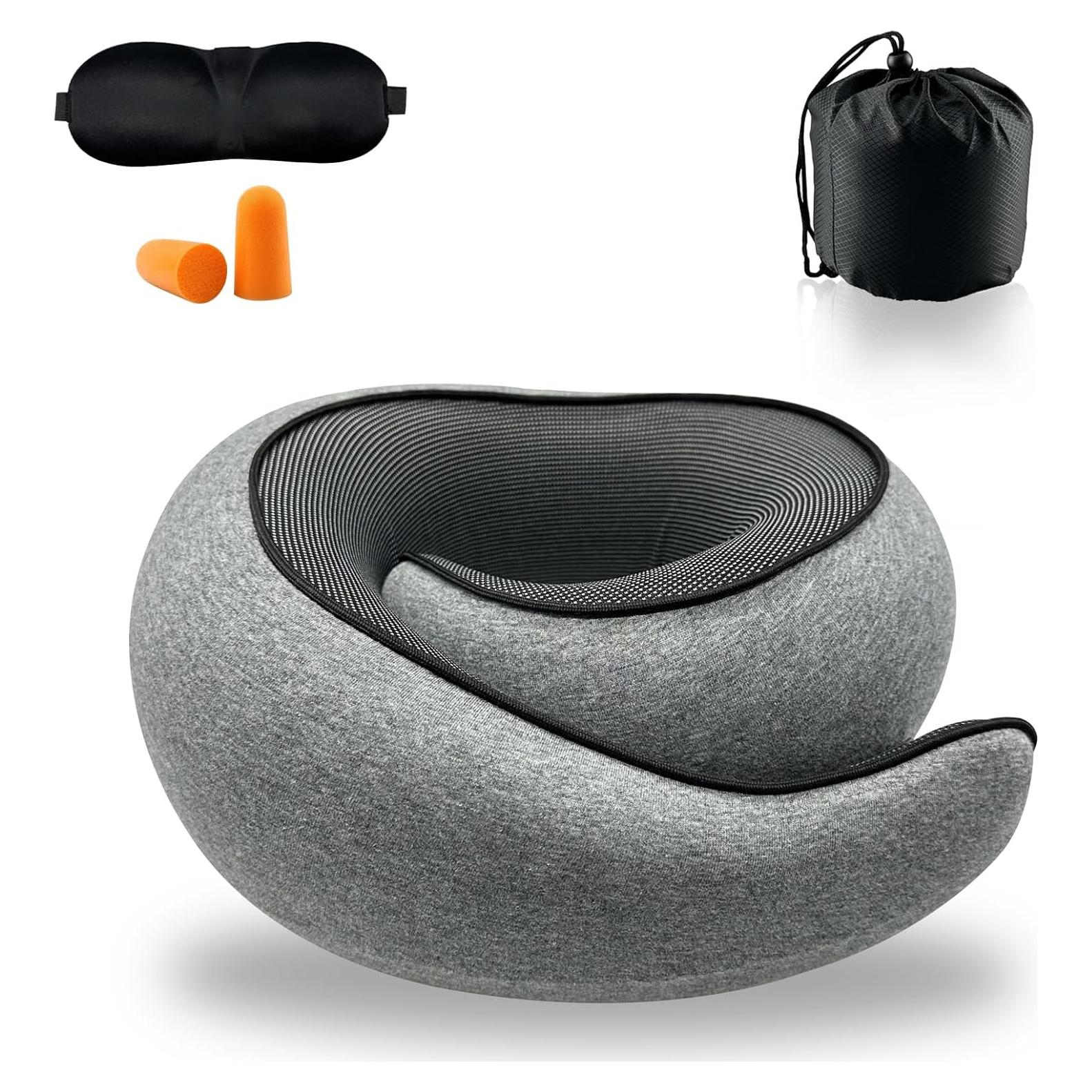 Almohada de Cuello LZKEWUQO Gris Espuma Memoria 38x38 cm