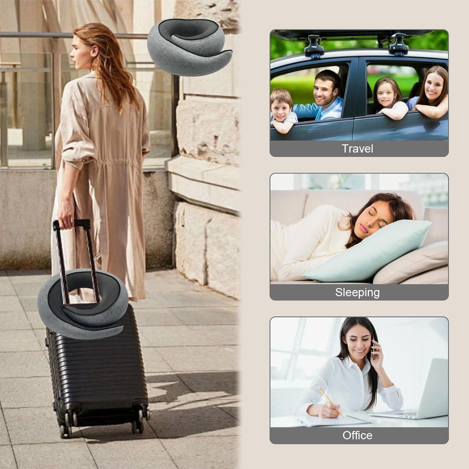 Almohada de Cuello LZKEWUQO Gris Espuma Memoria 38x38 cm