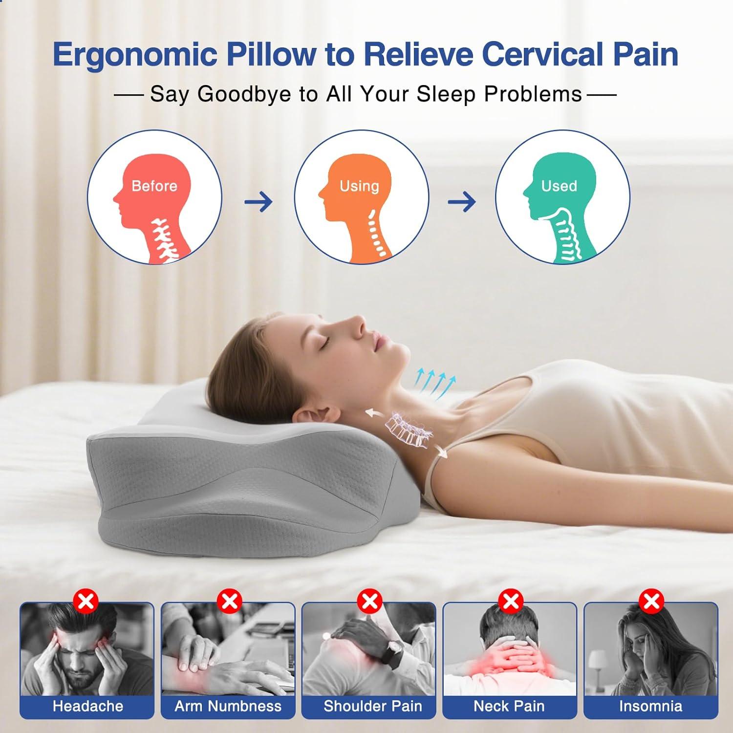 Almohada Cervical Qichida Ergonómica Espuma Viscoelástica 1.44kg