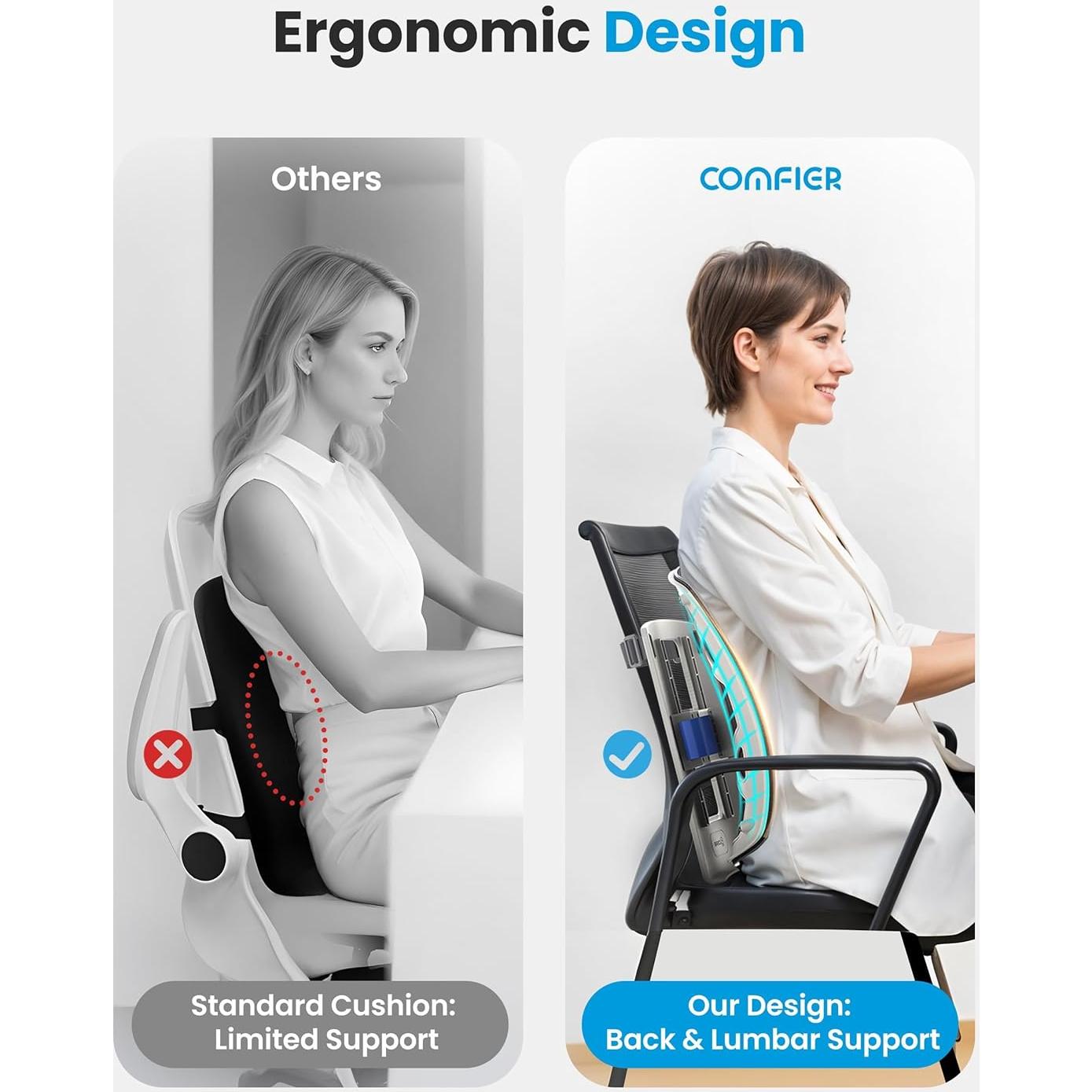 Cojín de Soporte Lumbar Calentado y Masajeador Comfier CF-1313