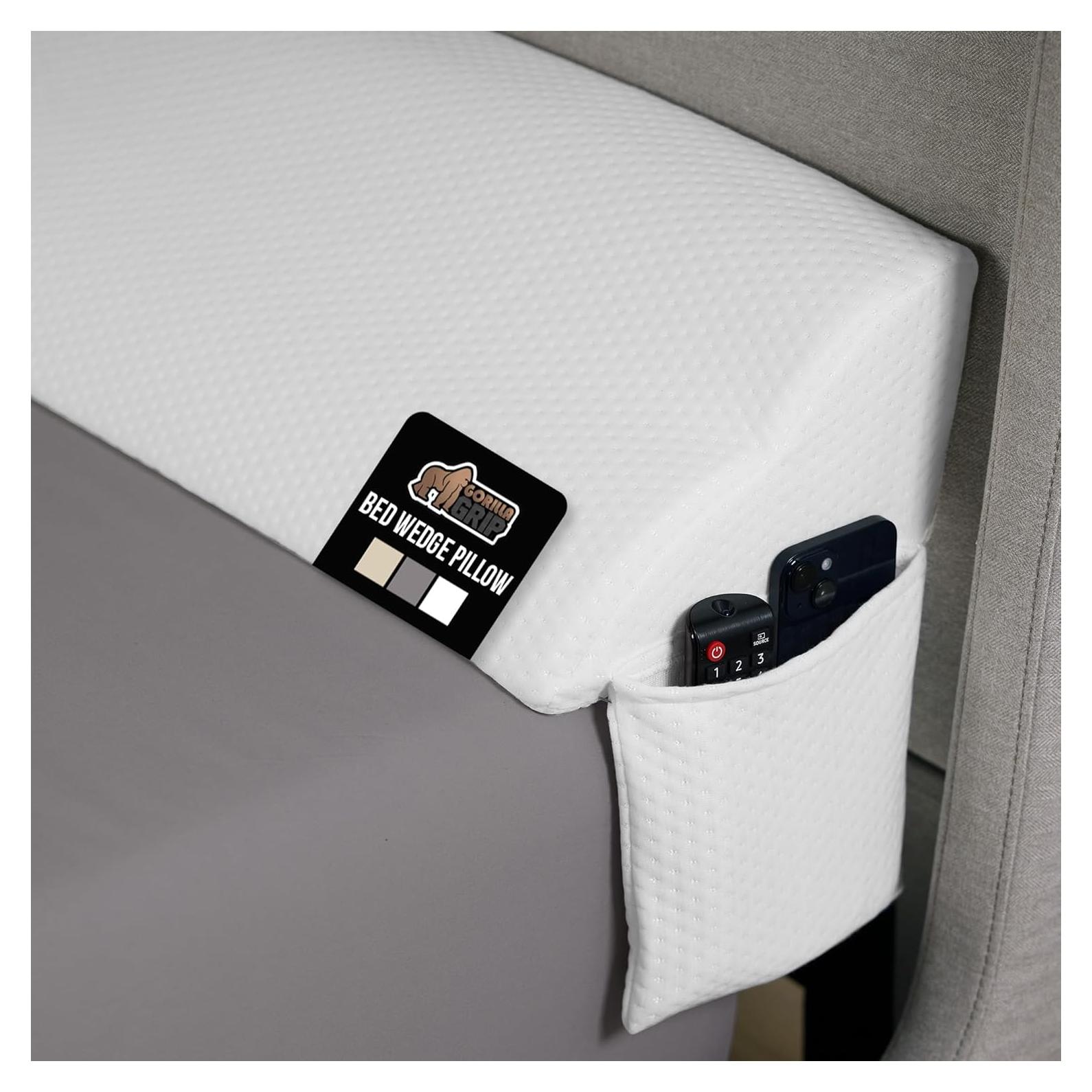 Almohada Cuña GORILLA GRIP Queen Espuma Alta Densidad Blanca