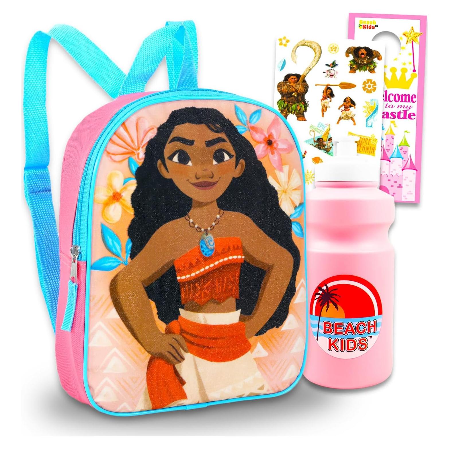 Mochila Mini Moana para Niños con Botella y Stickers - 27.94 cm