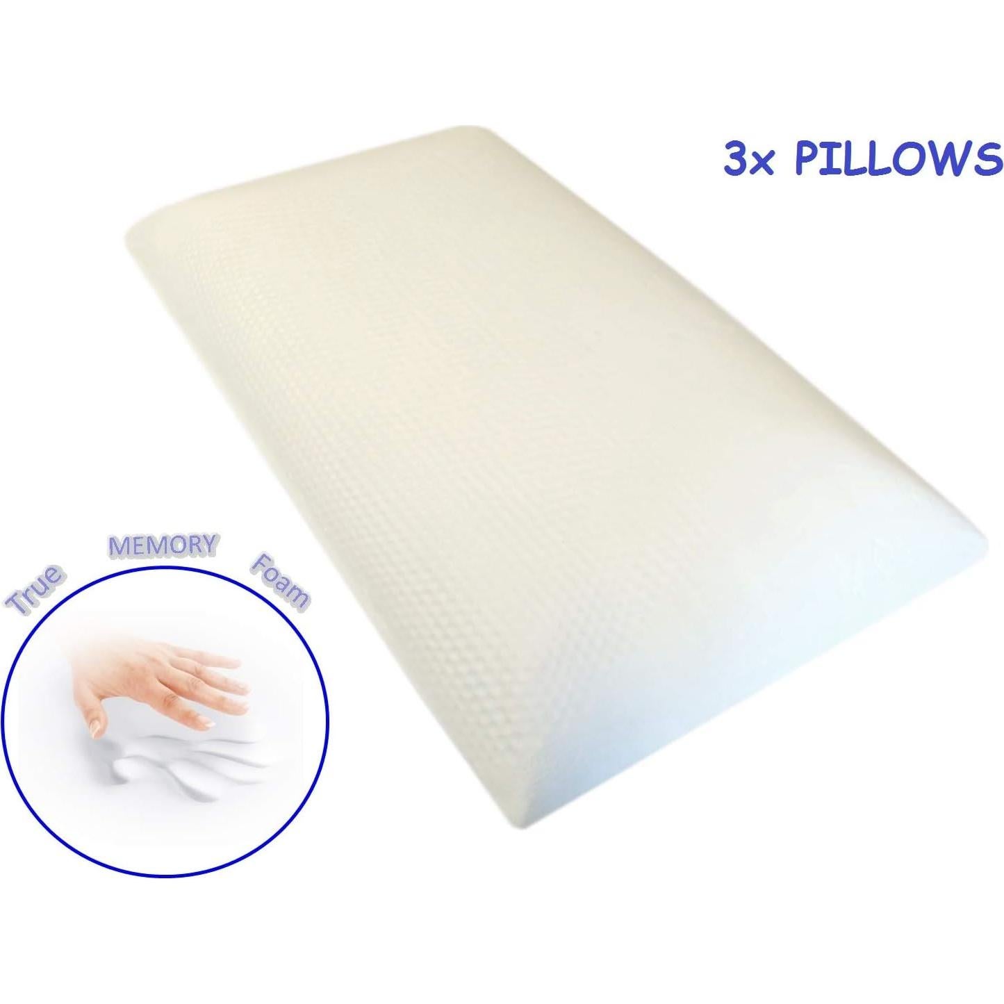 Dogbed4less 3 Quantity Queen Size Deluxe Super Premium White Therapeutic Comfort Relax Hotel Quality Solid Memory Foam Bed Pillows