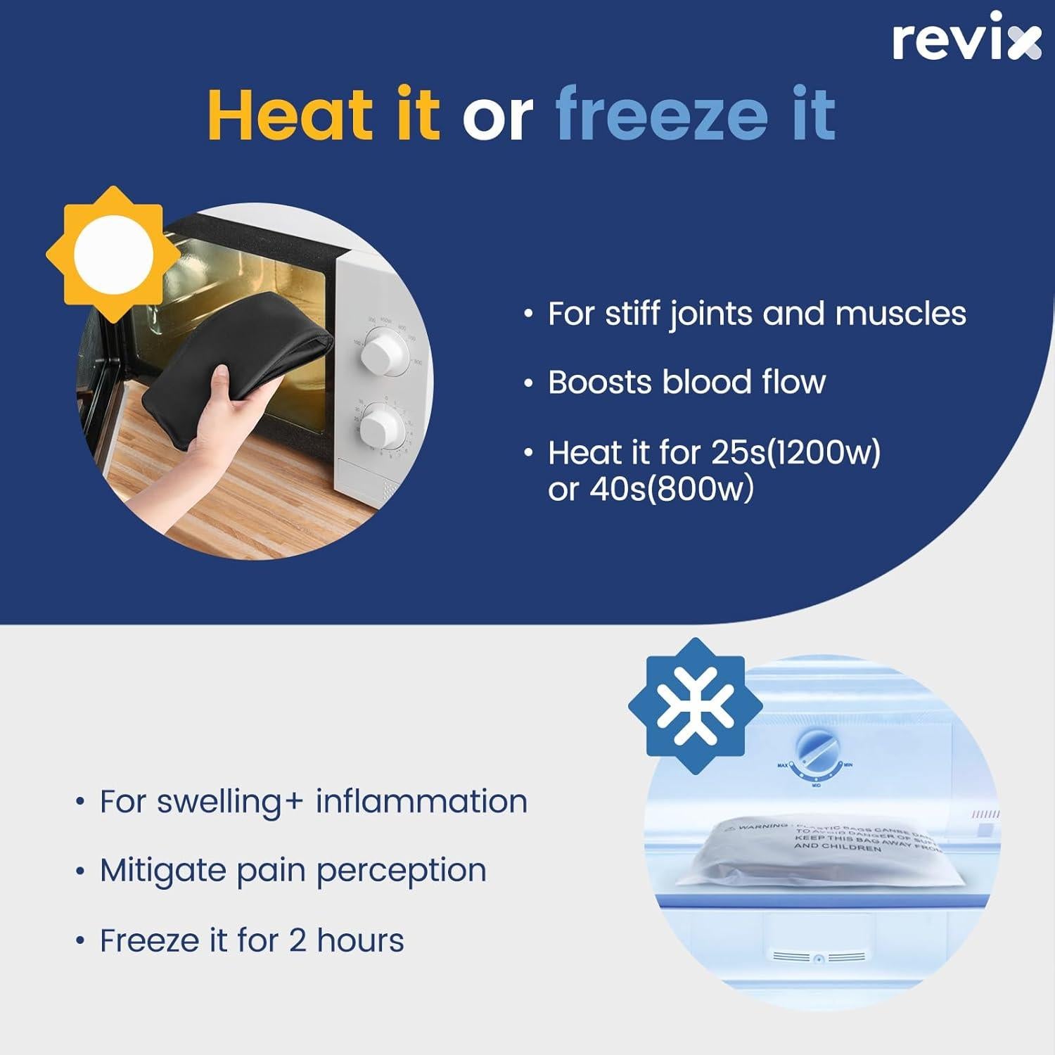 Faja Cervical Suave REVIX con Gel Frío Caliente - Azul