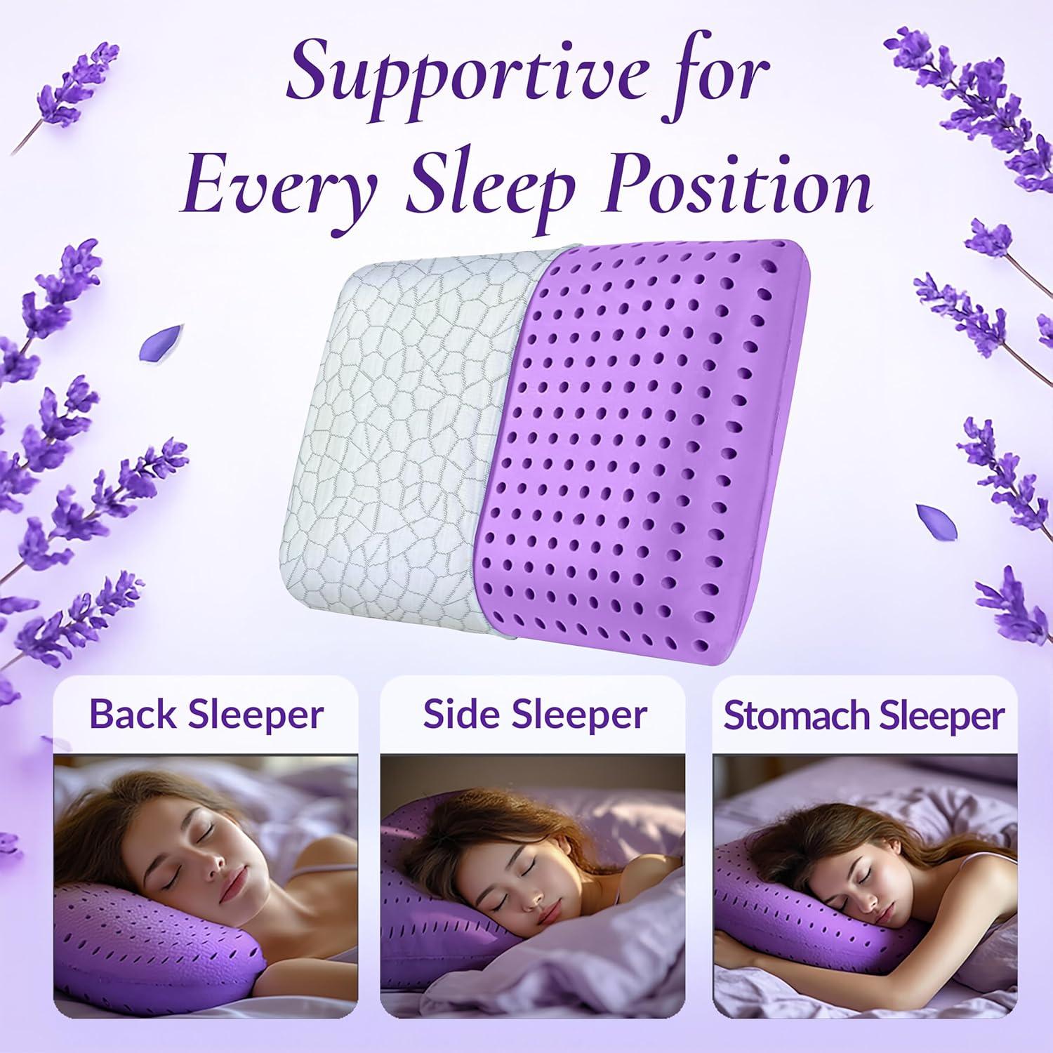 Almohadas de Espuma Viscoelástica OMEO 2 Pack con Lavanda 71x41cm