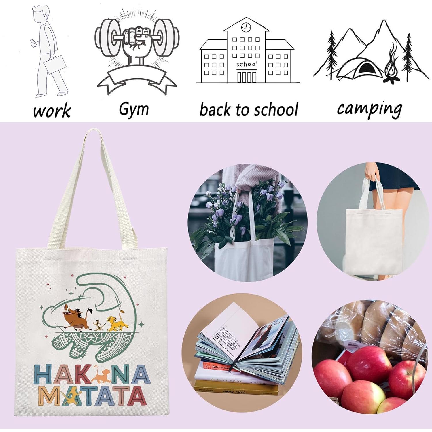 Bolsa de Mano de Lona ENSIANTH León 37.8x34.8cm Reutilizable