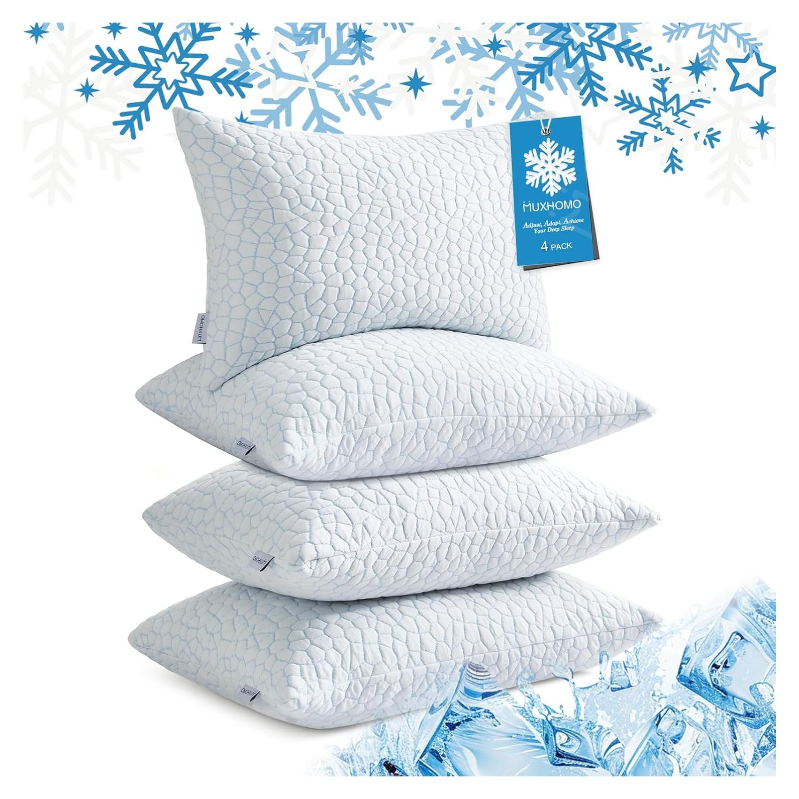 Juego de Almohadas MUXHOMO Espuma Viscoelástica Queen 4 Unidades