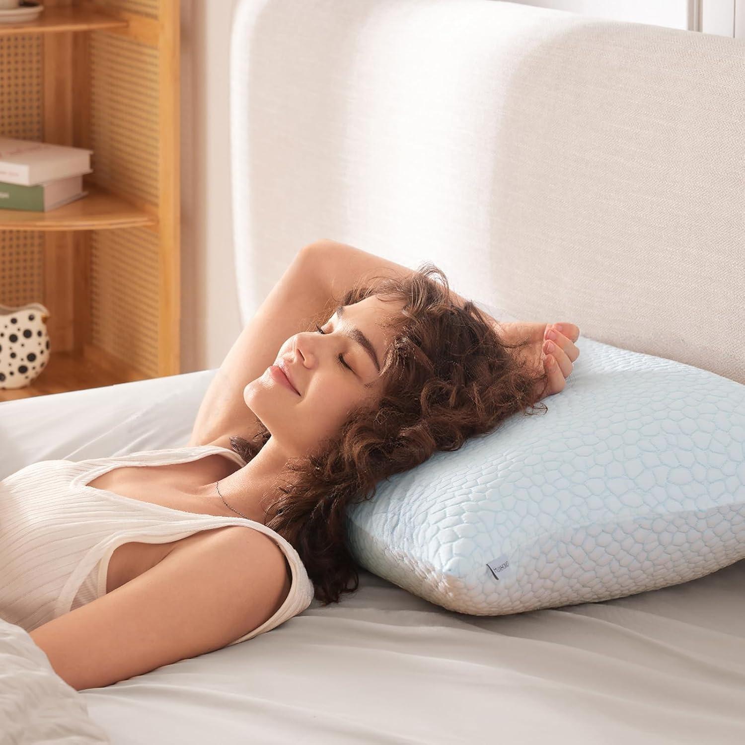 Juego de Almohadas MUXHOMO Espuma Viscoelástica Queen 4 Unidades