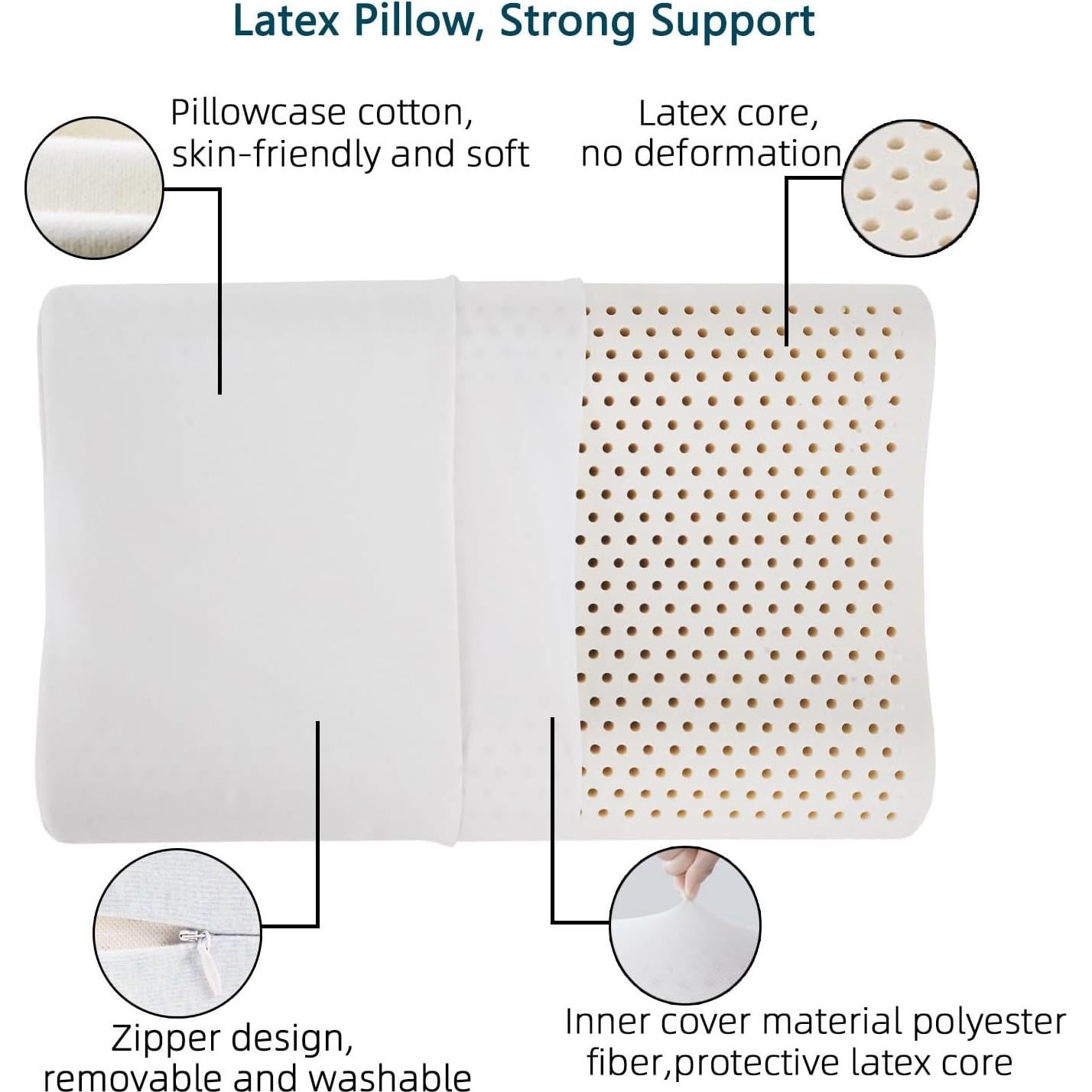 Almohada de Soporte Cervical TIERSINI Láttex 60x40 cm Firmeza Media