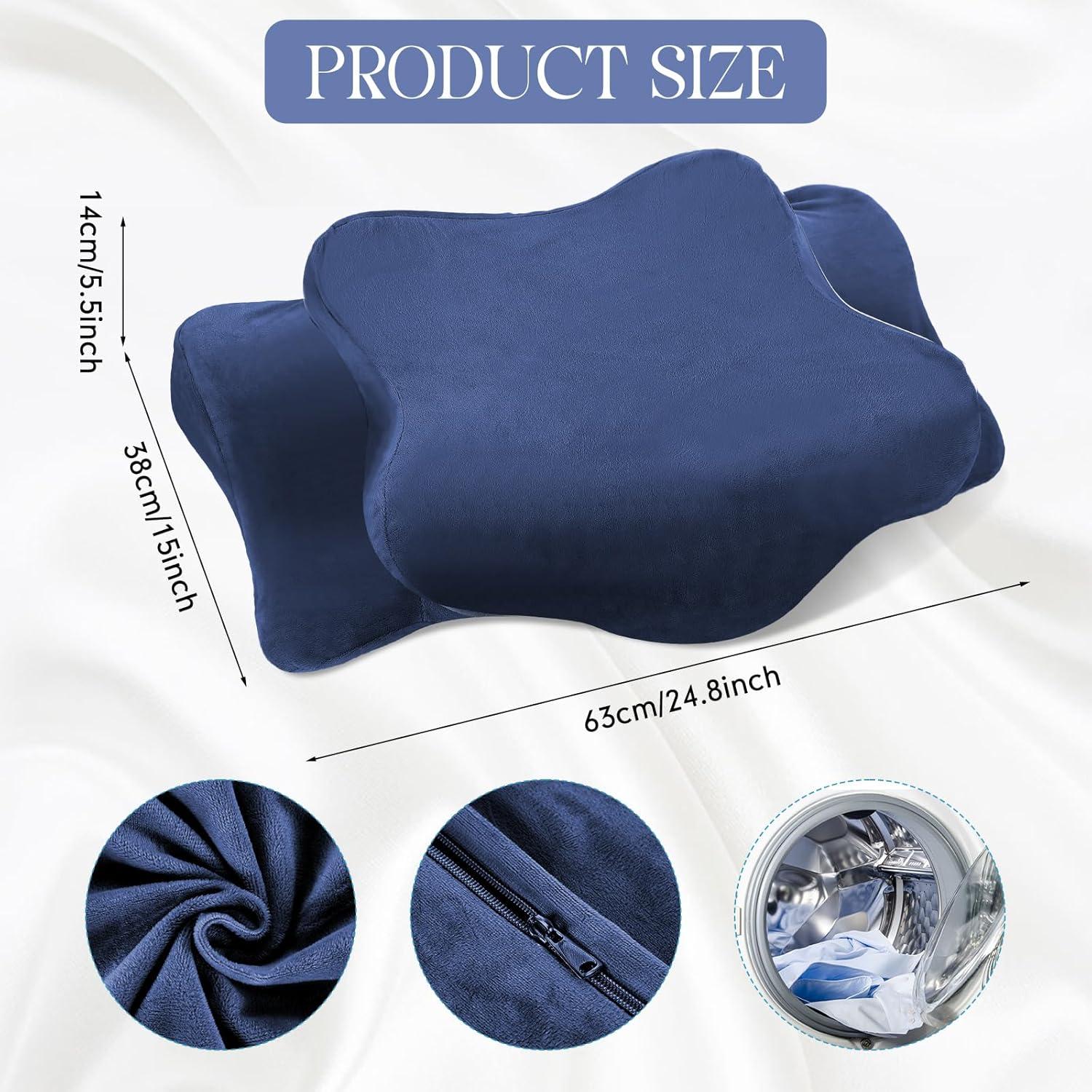 Funda de Almohada Cervical Hahafelt Terciopelo Queen Azul Marino