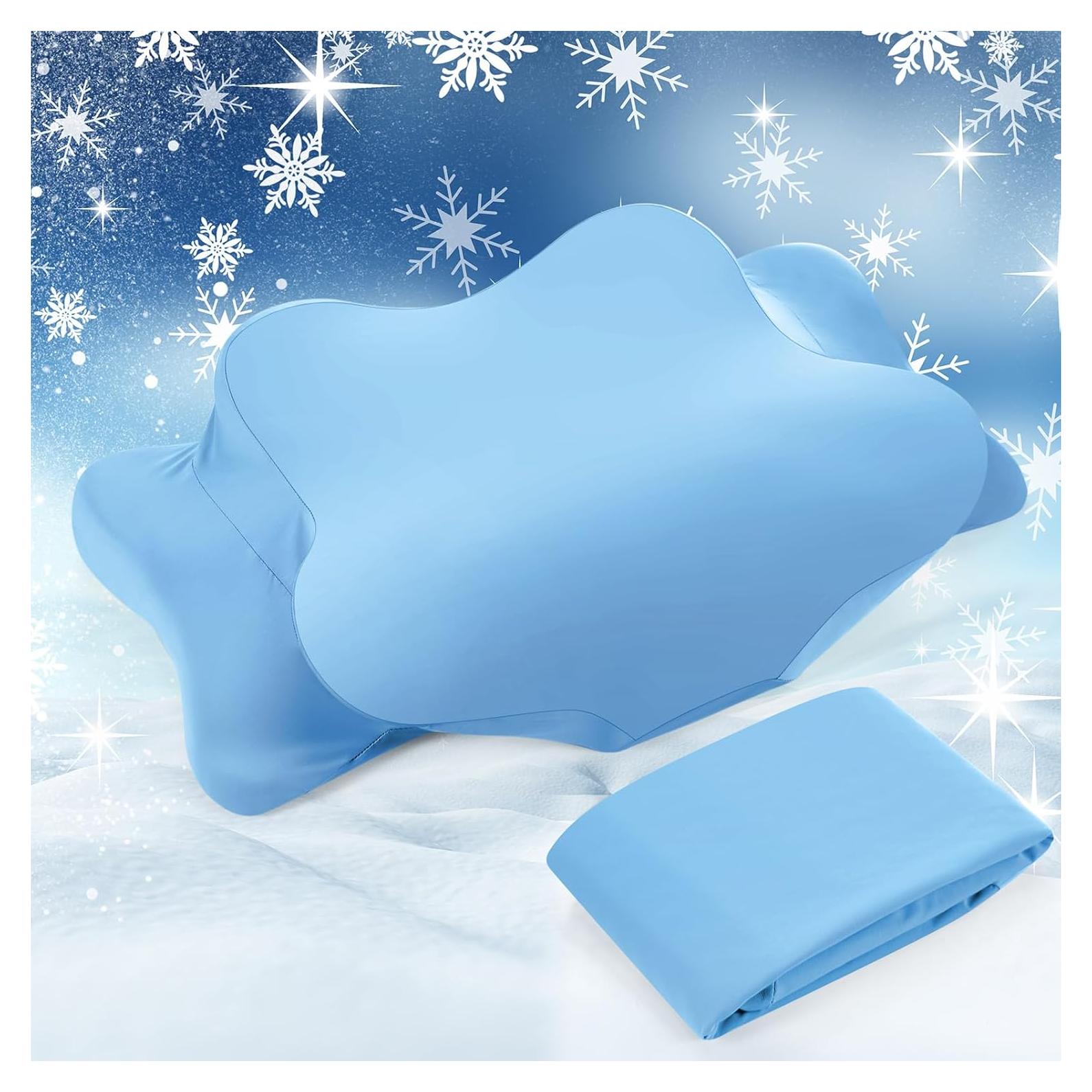 Funda de Almohada Ergonómica Hahafelt Queen Azul Satén Fresco