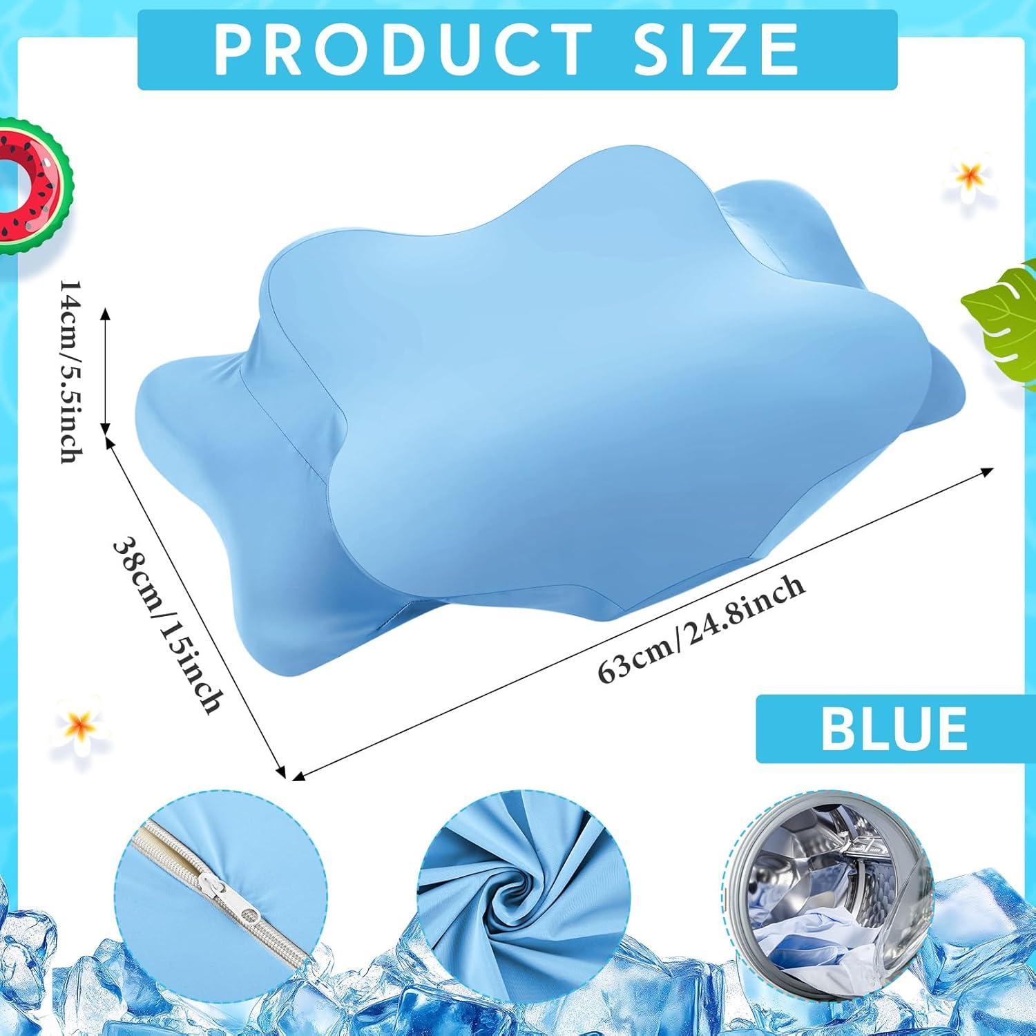 Funda de Almohada Ergonómica Hahafelt Queen Azul Satén Fresco