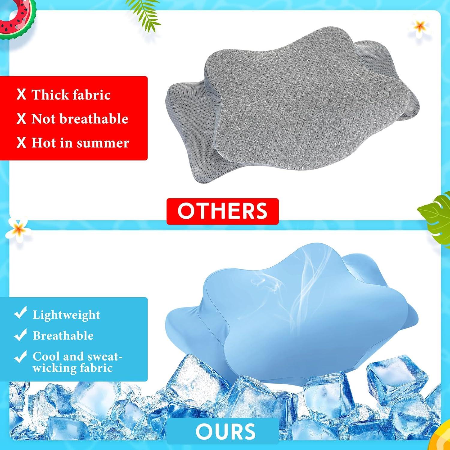 Funda de Almohada Ergonómica Hahafelt Queen Azul Satén Fresco