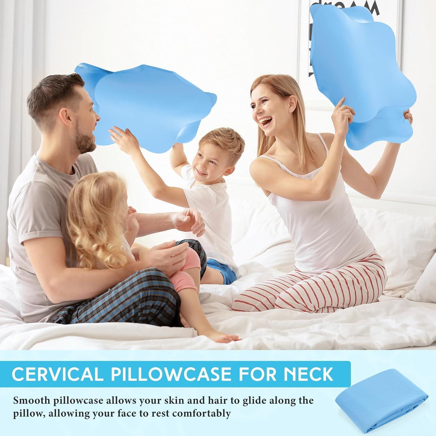 Funda de Almohada Ergonómica Hahafelt Queen Azul Satén Fresco