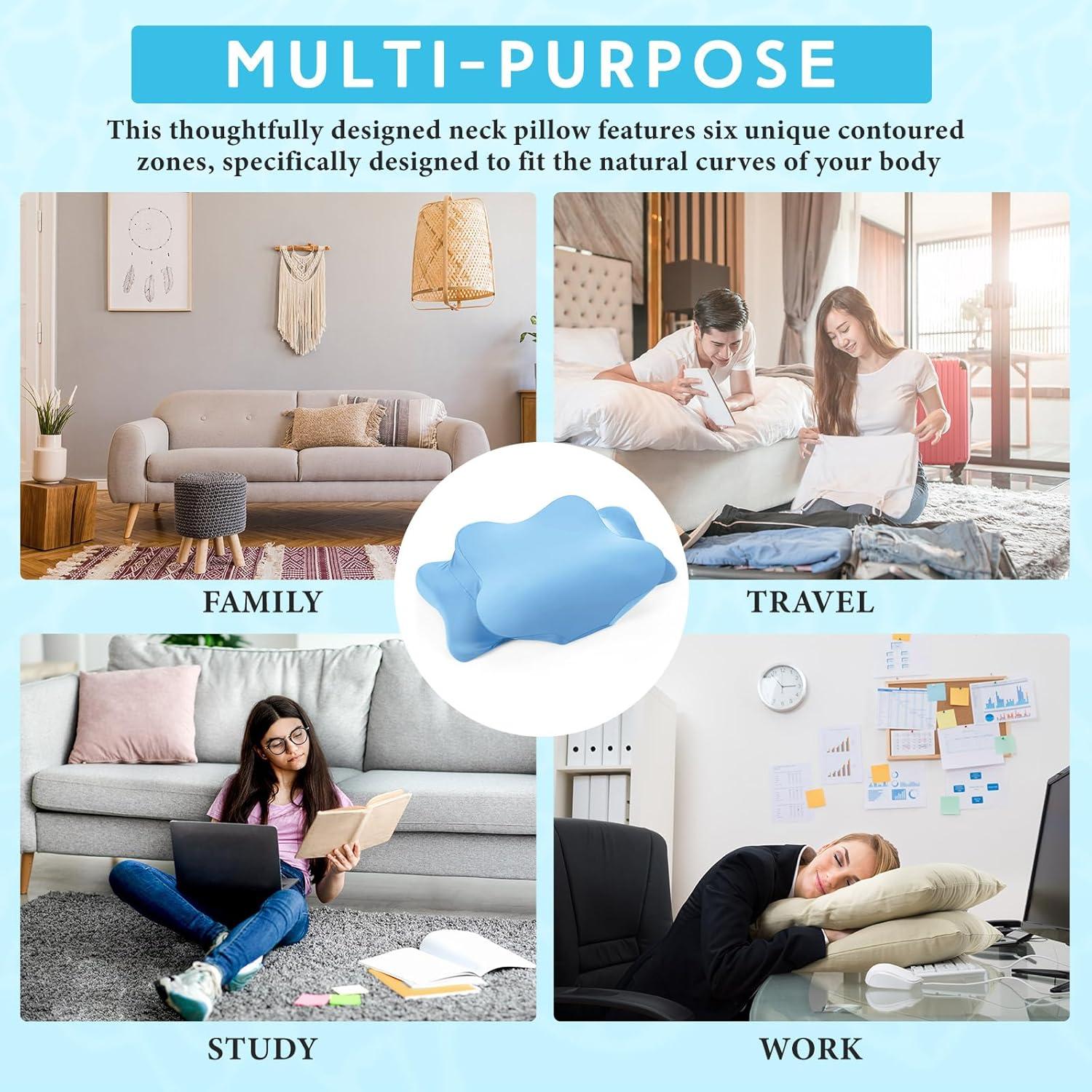 Funda de Almohada Ergonómica Hahafelt Queen Azul Satén Fresco