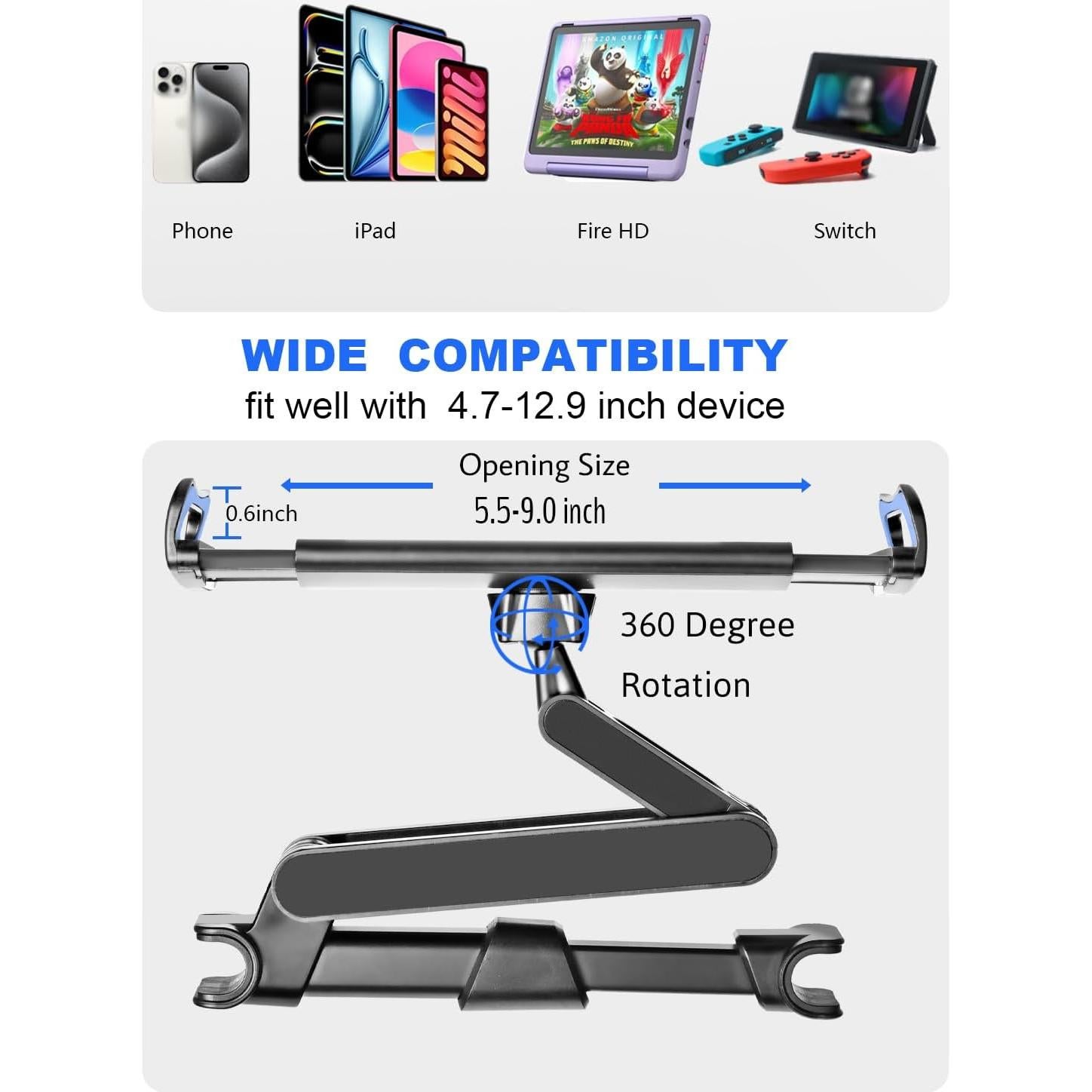 Soporte de Tablet para Reposacabezas SRMATE 360° Ajustable