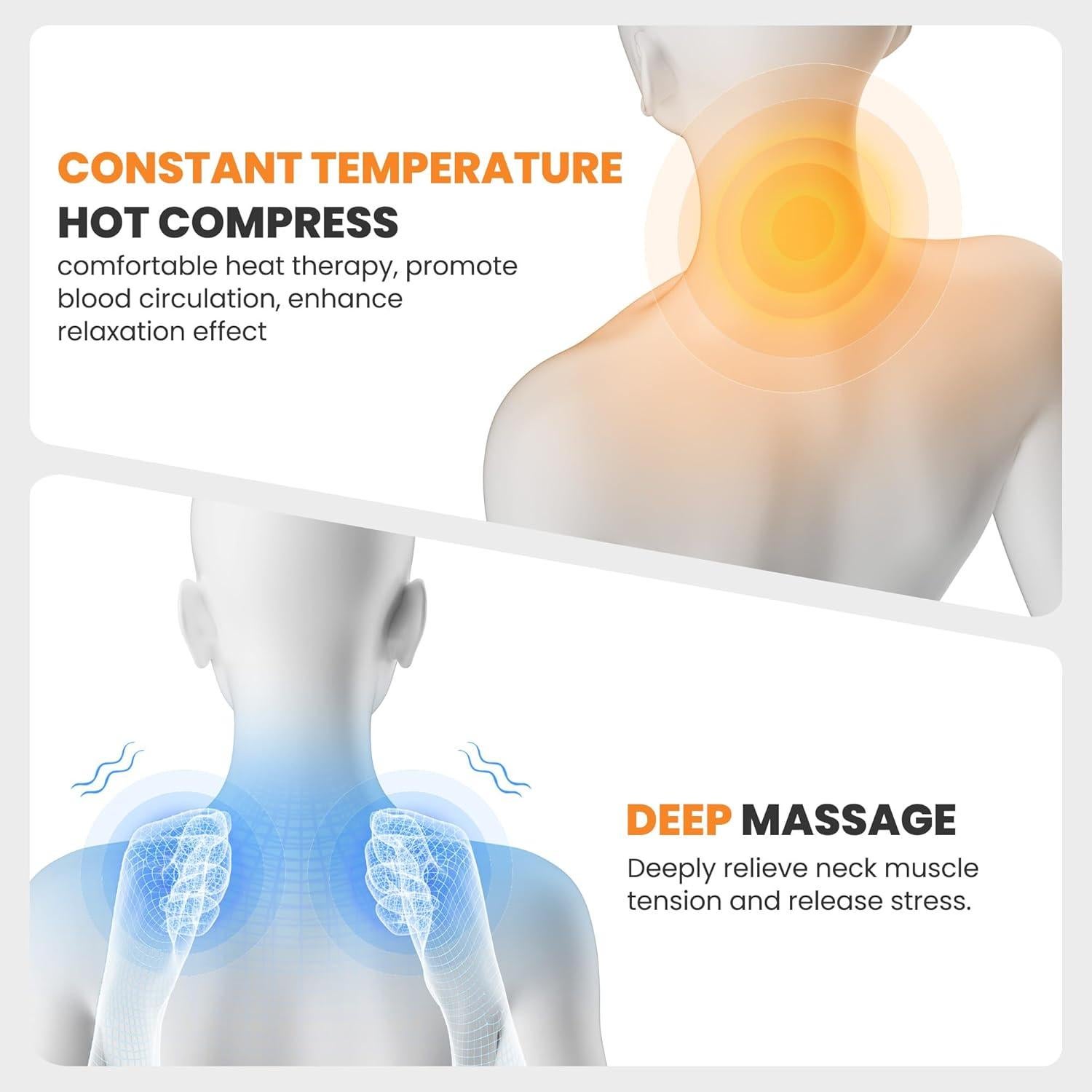 Almohada Masajeador de Cuello CARINIFY 3-en-1 con Calefacción