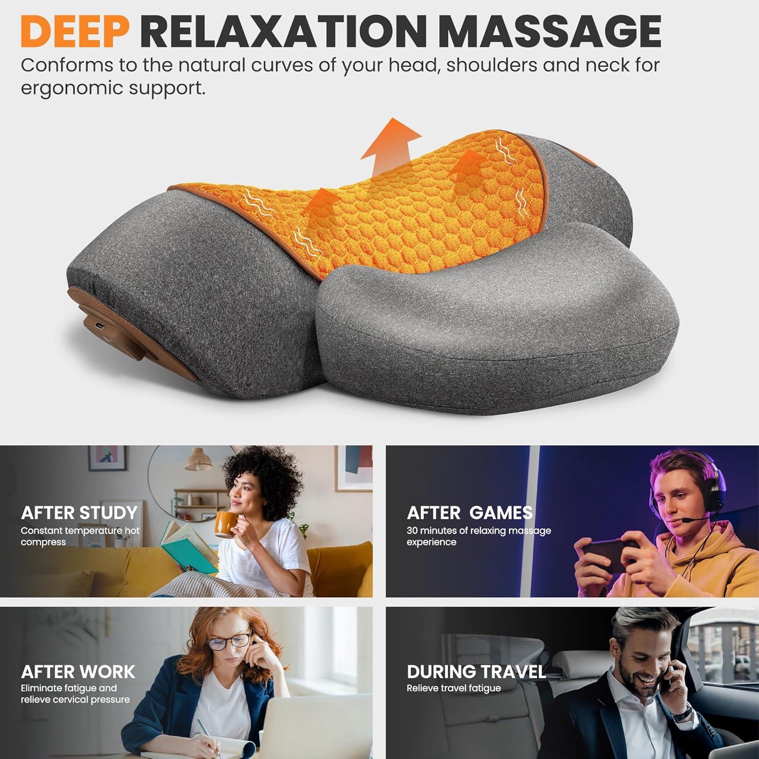 Almohada Masajeador de Cuello CARINIFY 3-en-1 con Calefacción