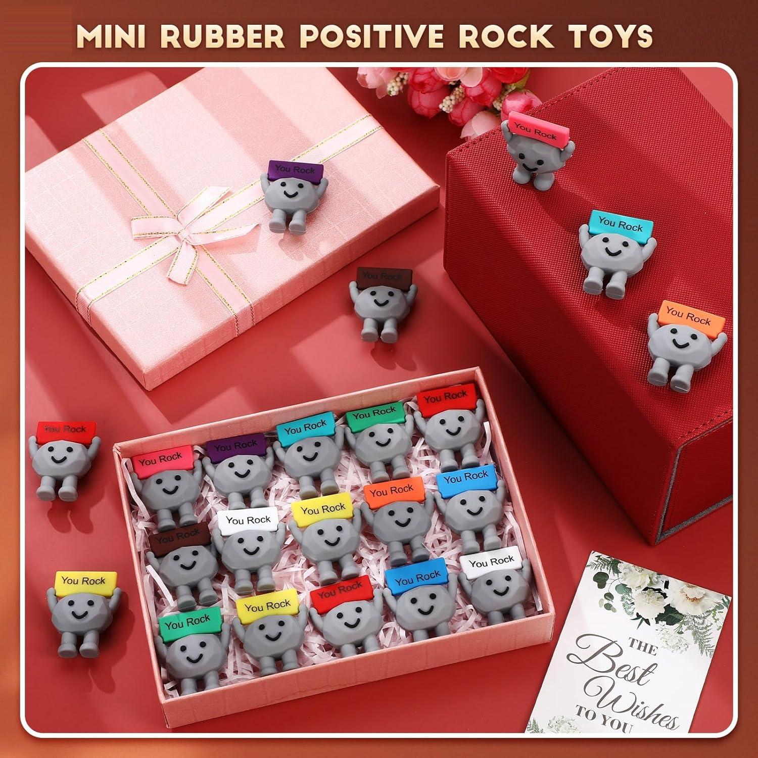 Gejoy 100 Mini Juguetes de Piedra de Goma Motivacionales