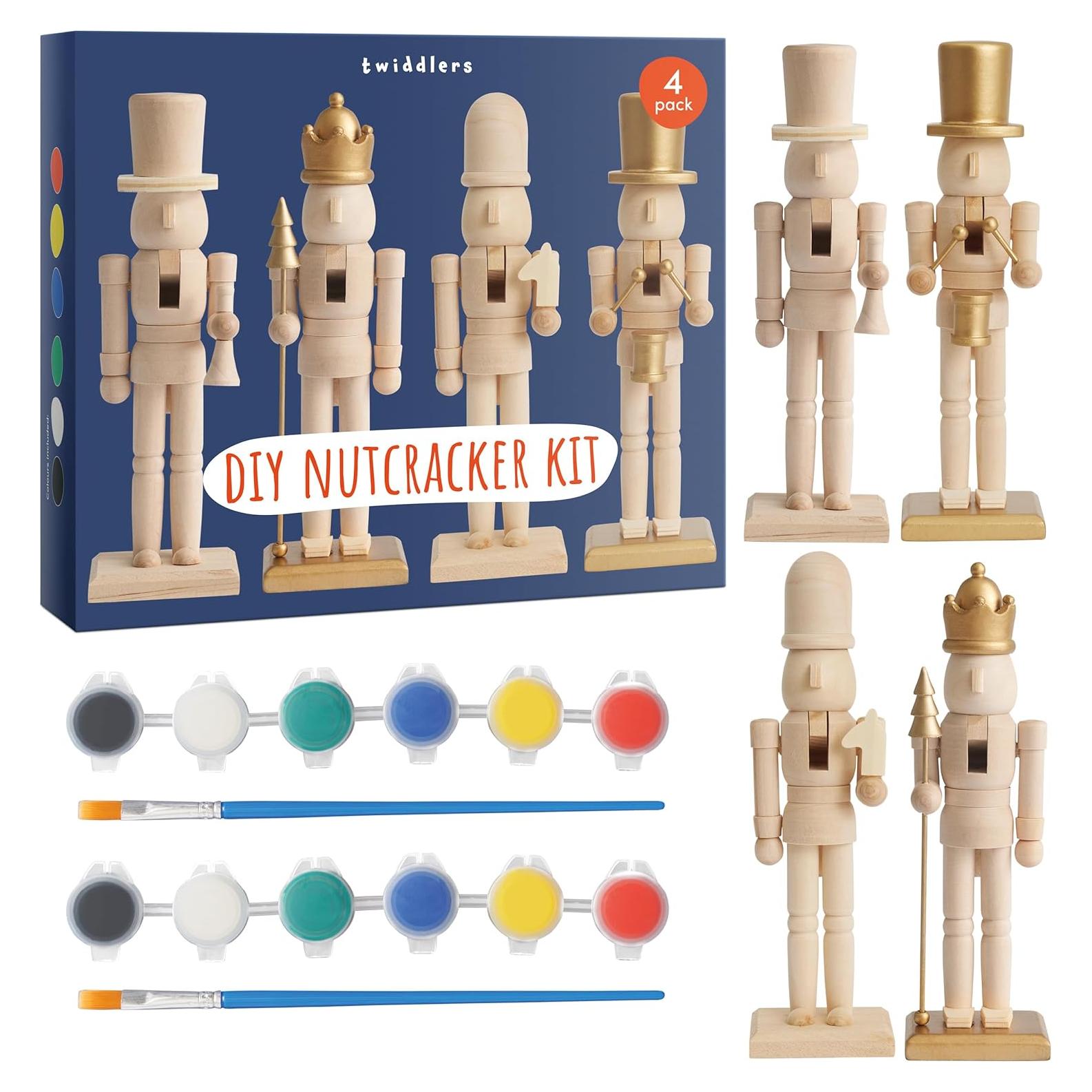 Cascanueces de Madera Sin Pintar Los Twiddlers - Kit de Pintura 4 Piezas