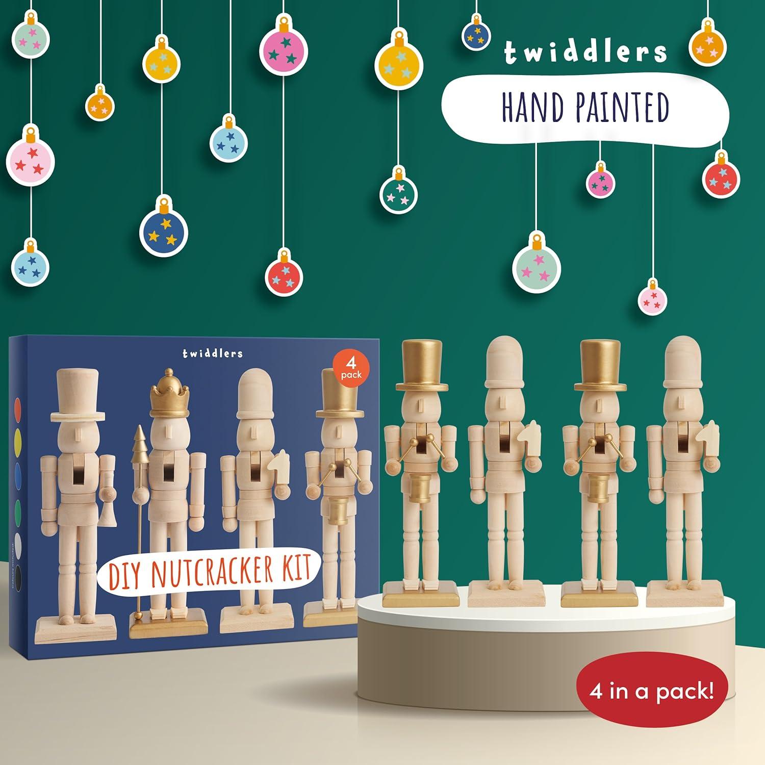 Cascanueces de Madera Sin Pintar Los Twiddlers - Kit de Pintura 4 Piezas