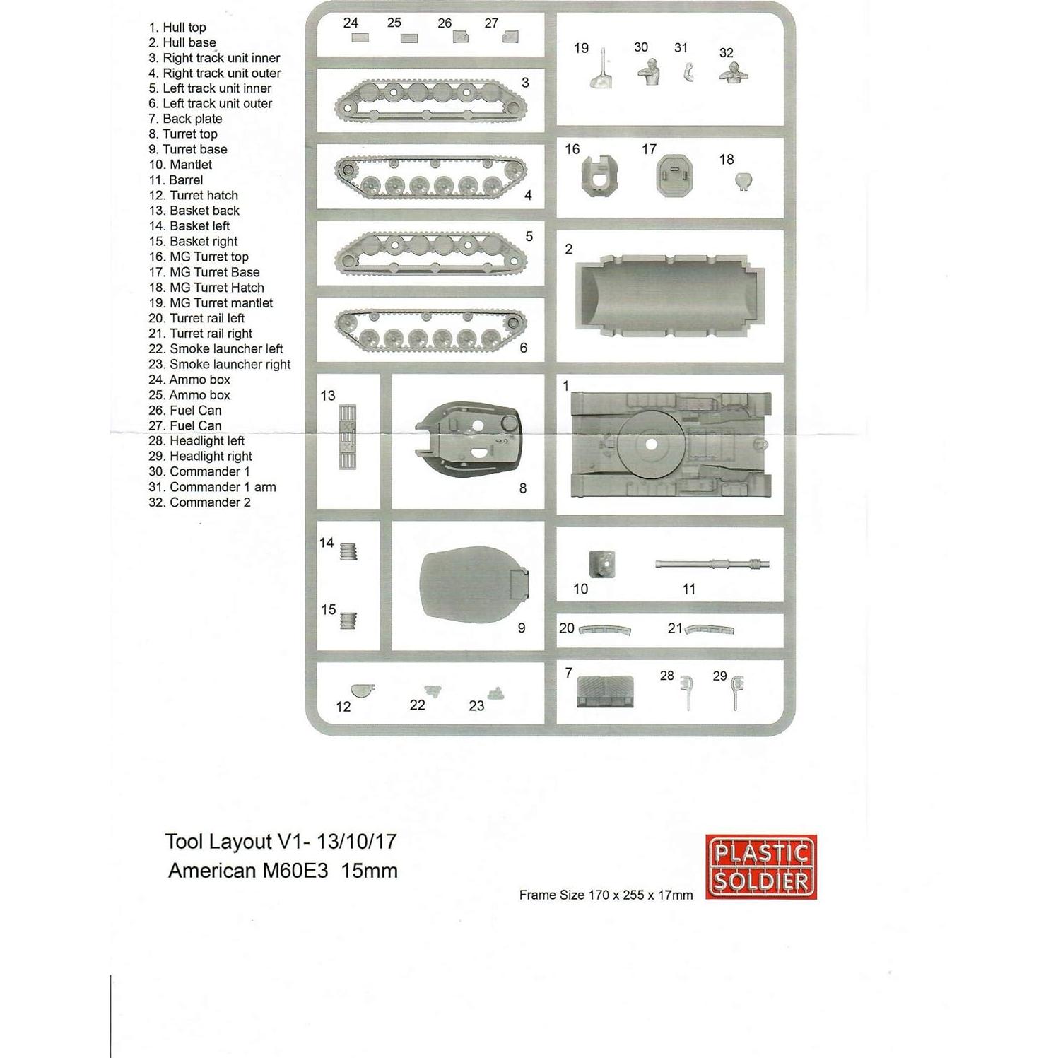 Tanque de Batalla M60A3 La Compañía Soldado de Plástico 15mm