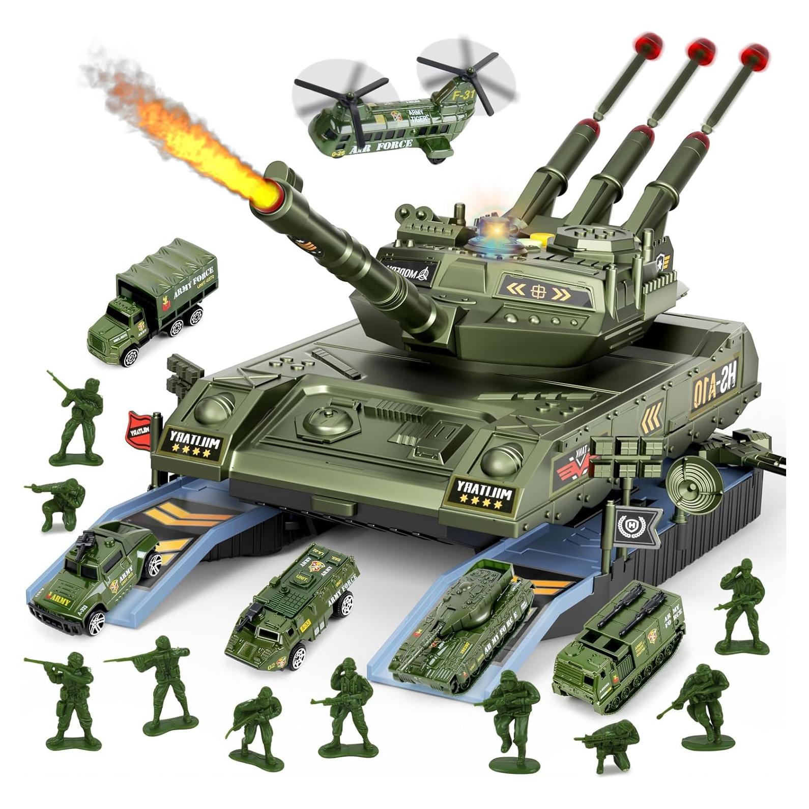 Juego de Juguetes Militares ZHYLLO con Tanque y Soldados