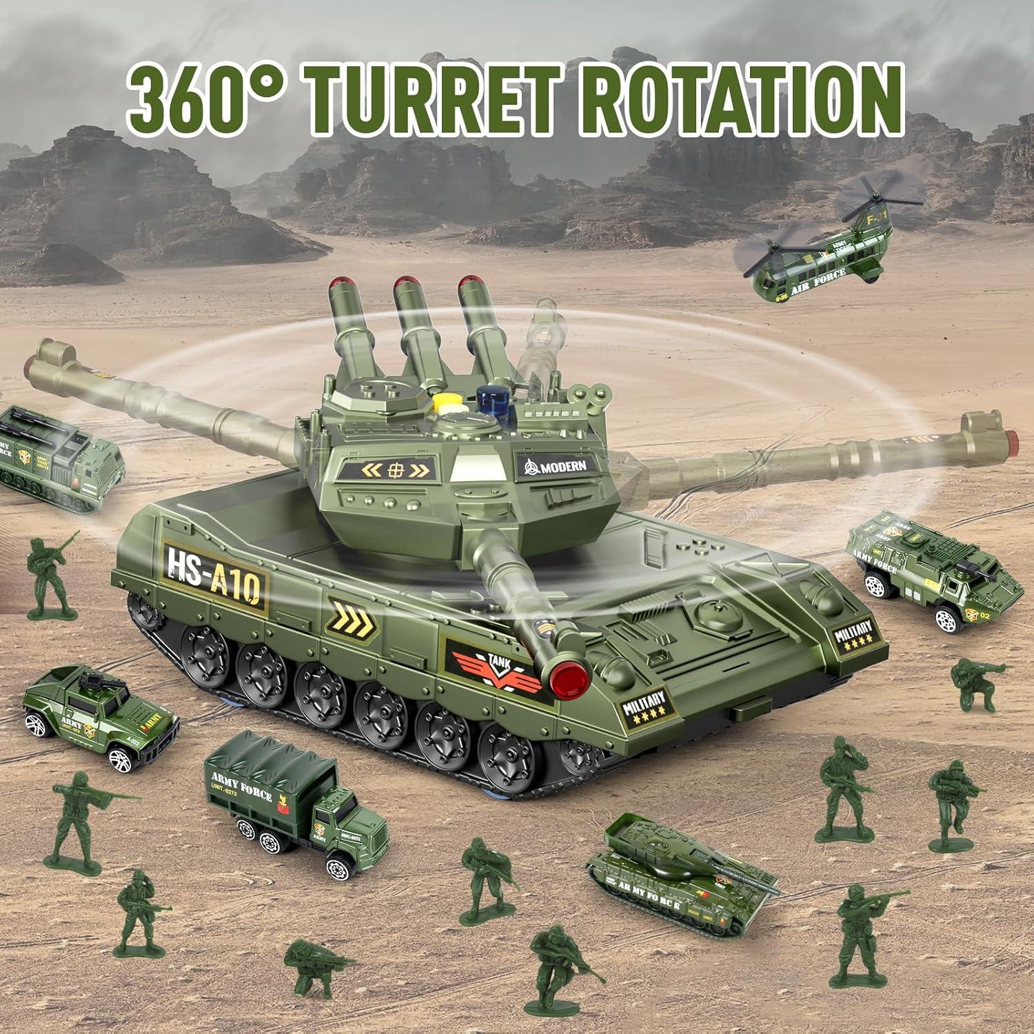 Juego de Juguetes Militares ZHYLLO con Tanque y Soldados