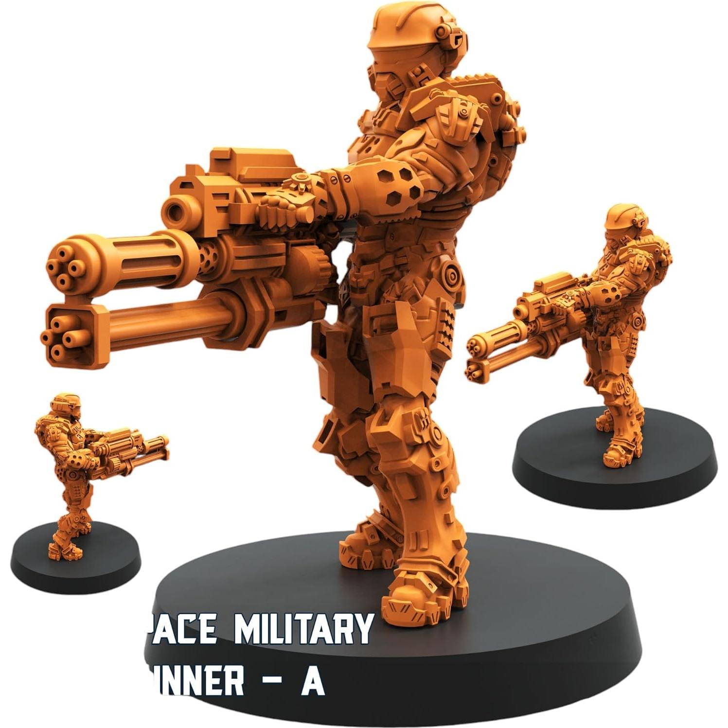 Miniaturas TYL Espacial Humano Pesado Sin Pintar 32mm - Combo de 4