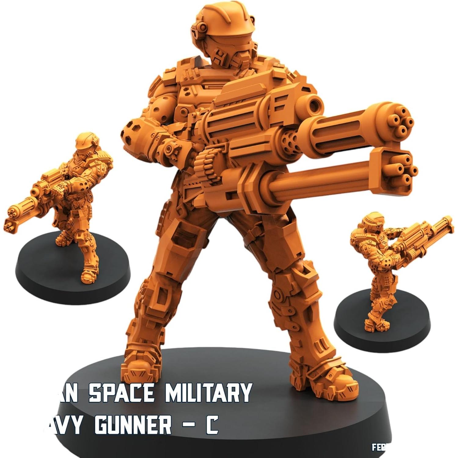 Miniaturas TYL Espacial Humano Pesado Sin Pintar 32mm - Combo de 4