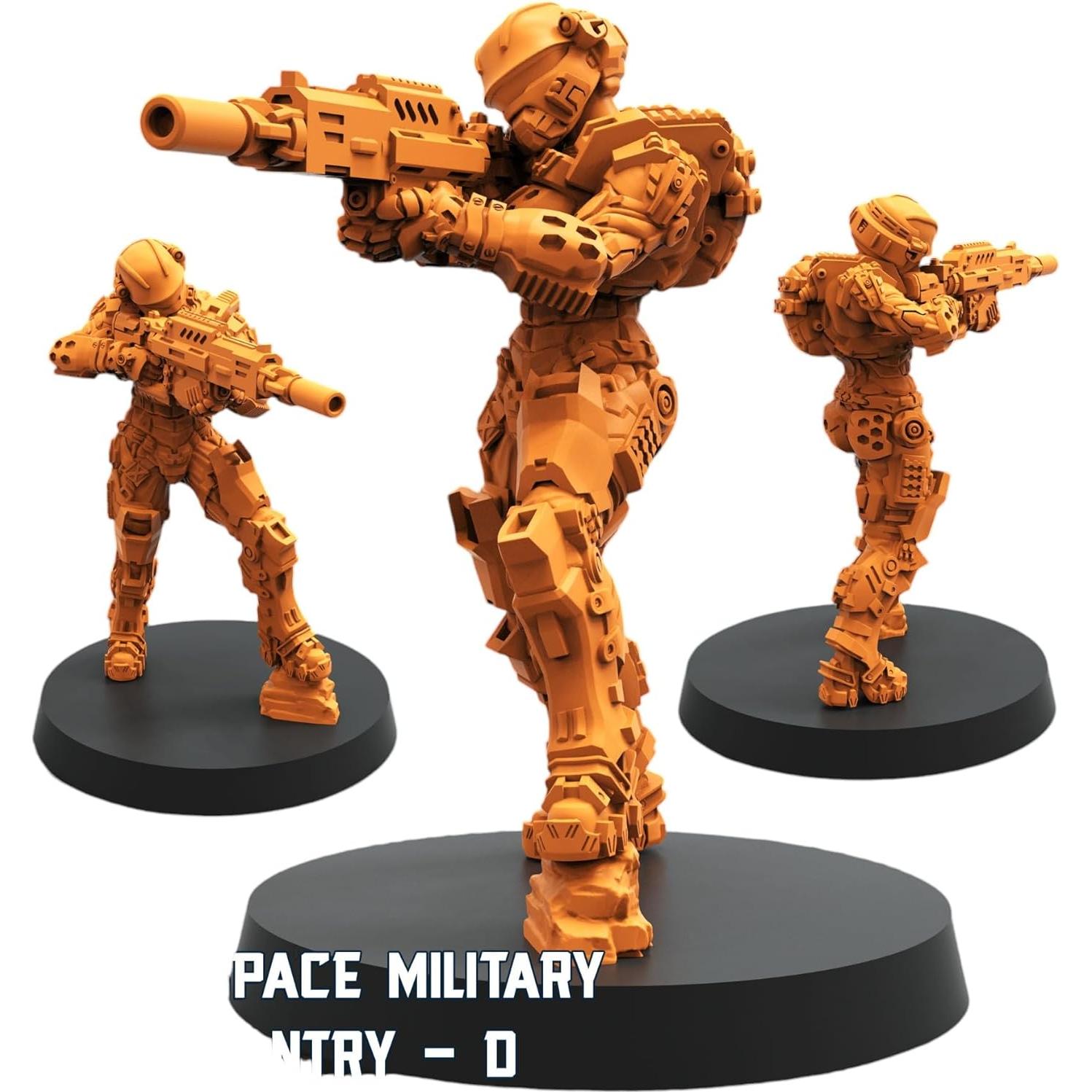 Miniaturas TYL Espacial Humano Pesado Sin Pintar 32mm - Combo de 4