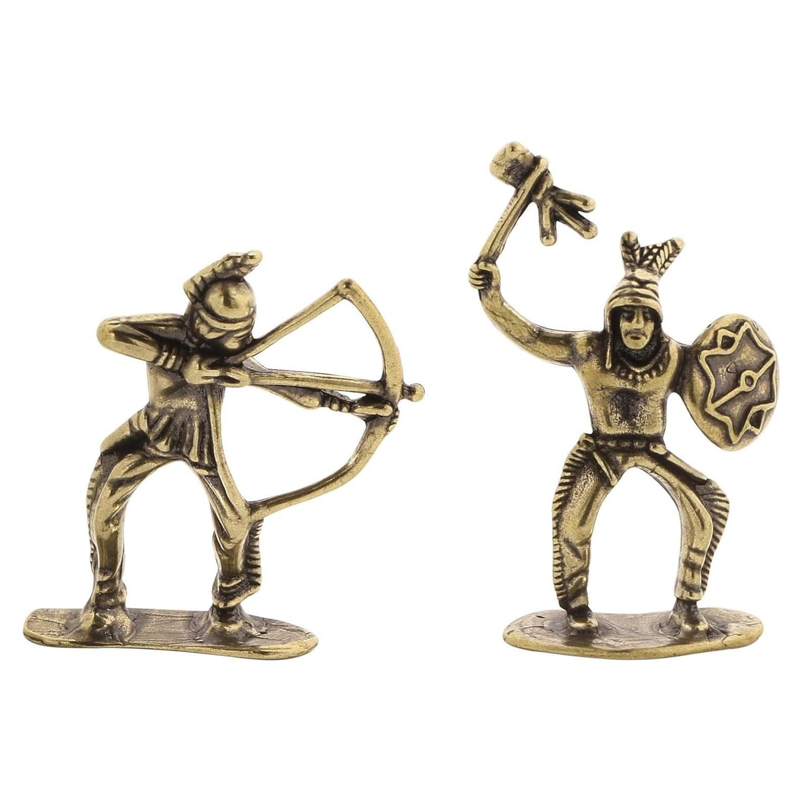 Figuritas Miniatura de Soldado Arqueros y Tamborilero de Latón