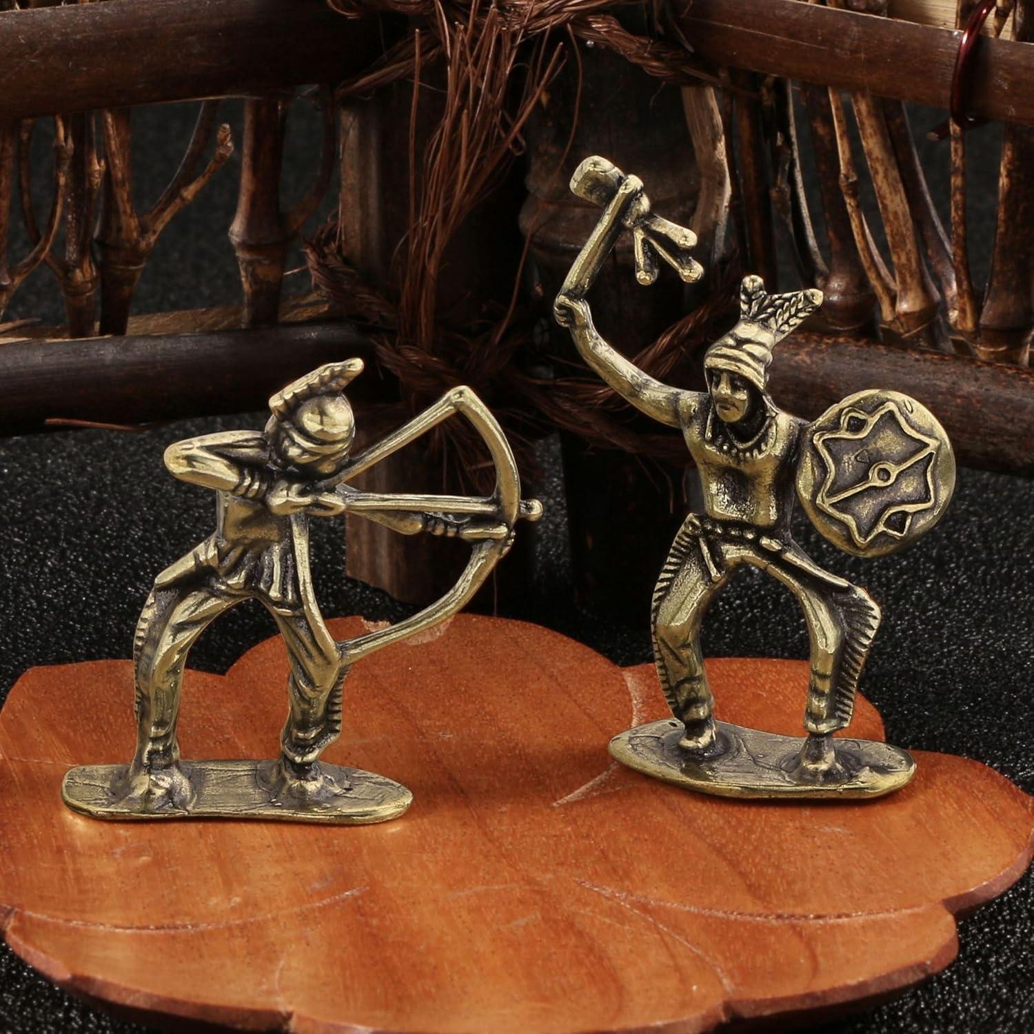 Figuritas Miniatura de Soldado Arqueros y Tamborilero de Latón