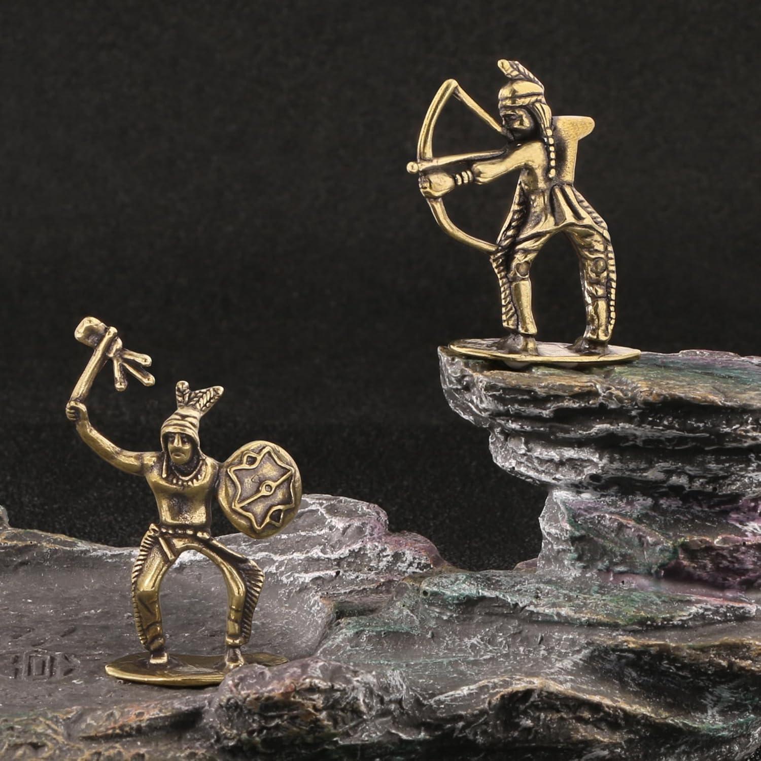 Figuritas Miniatura de Soldado Arqueros y Tamborilero de Latón