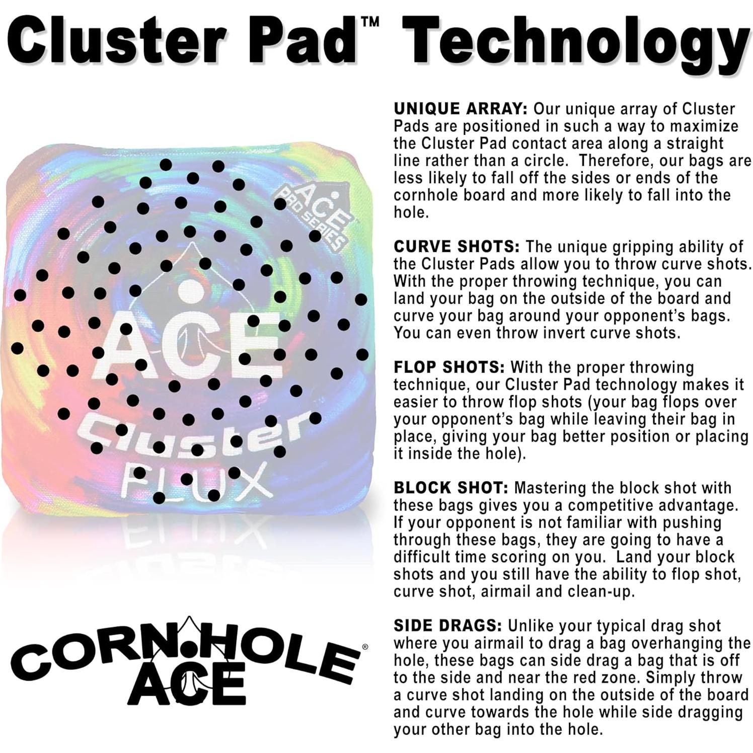 Bolsas de Cornhole Cluster Flux ACE Pro - Set de 4 Arcoíris