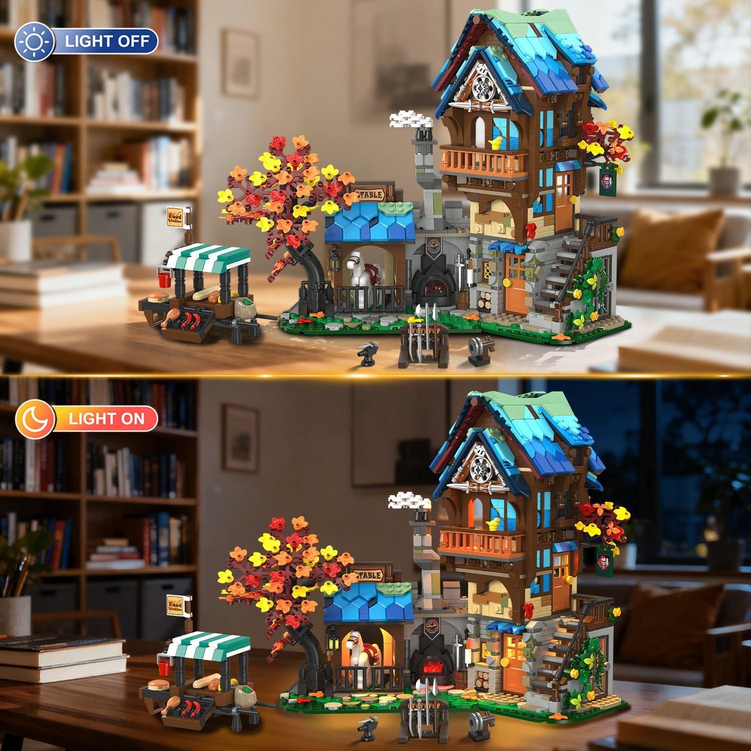 Conjunto de Edificio Medieval INSOON 1747 PZS con Luces