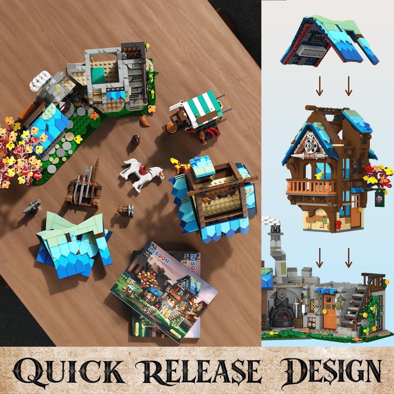 Conjunto de Edificio Medieval INSOON 1747 PZS con Luces