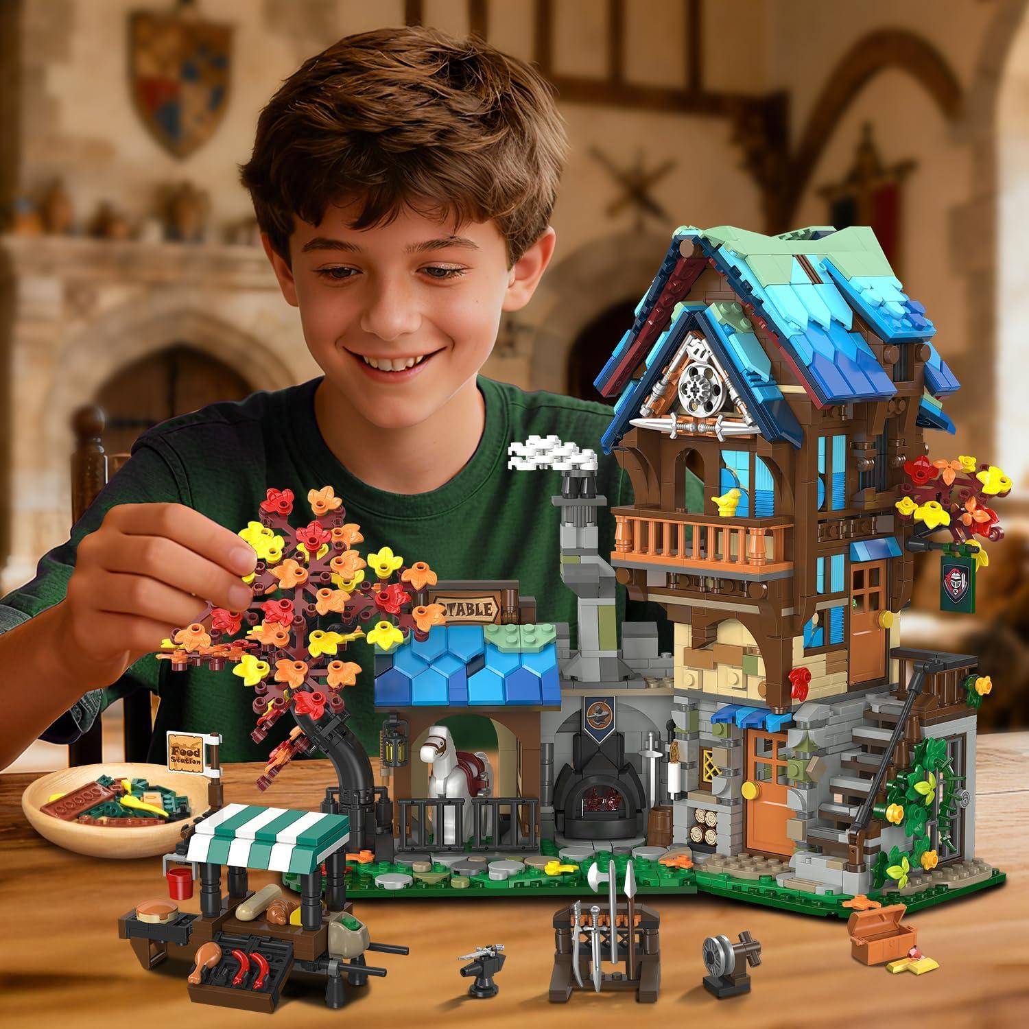 Conjunto de Edificio Medieval INSOON 1747 PZS con Luces