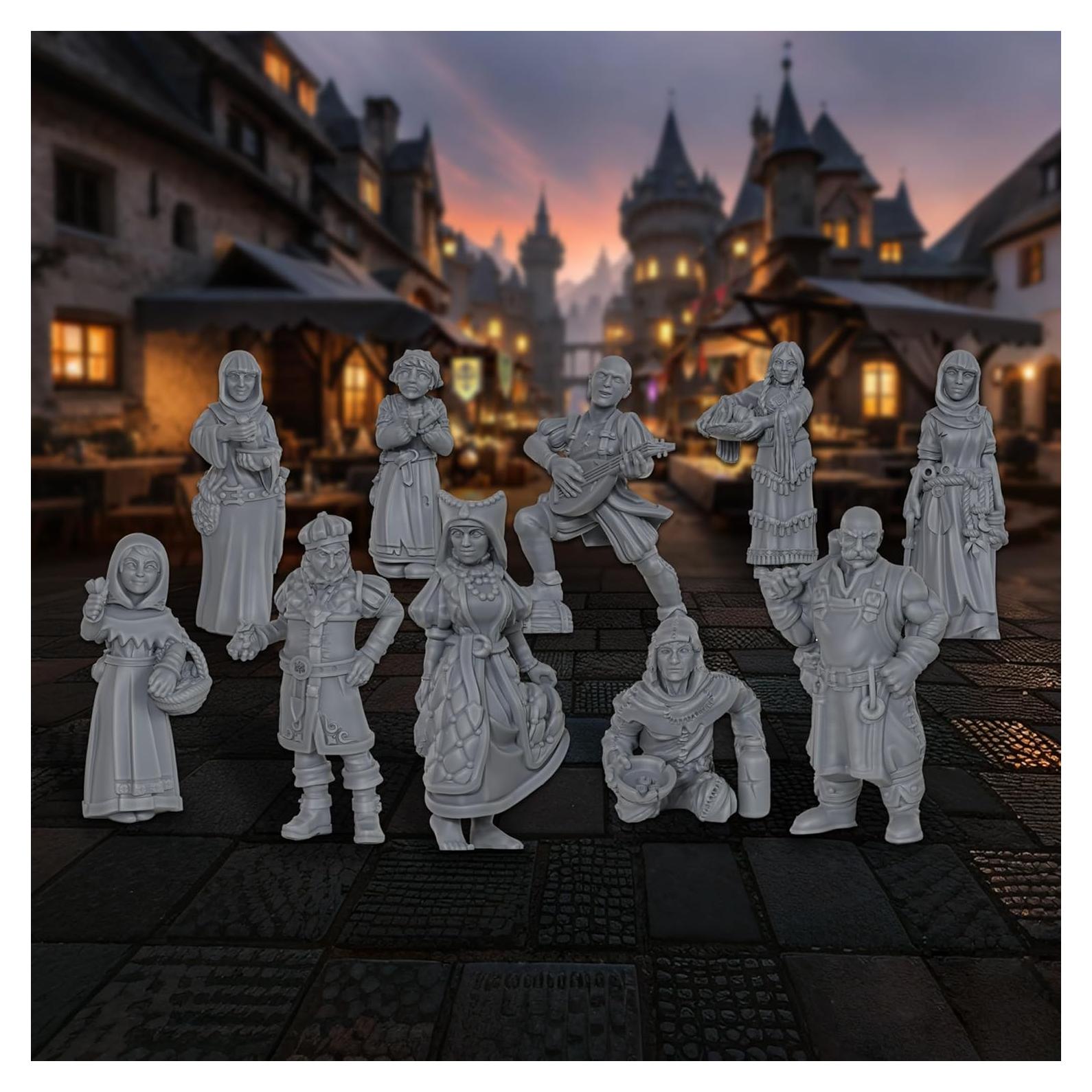 Conjunto de Miniaturas RPG AUSPDICE 10 PCS Resina Detallada